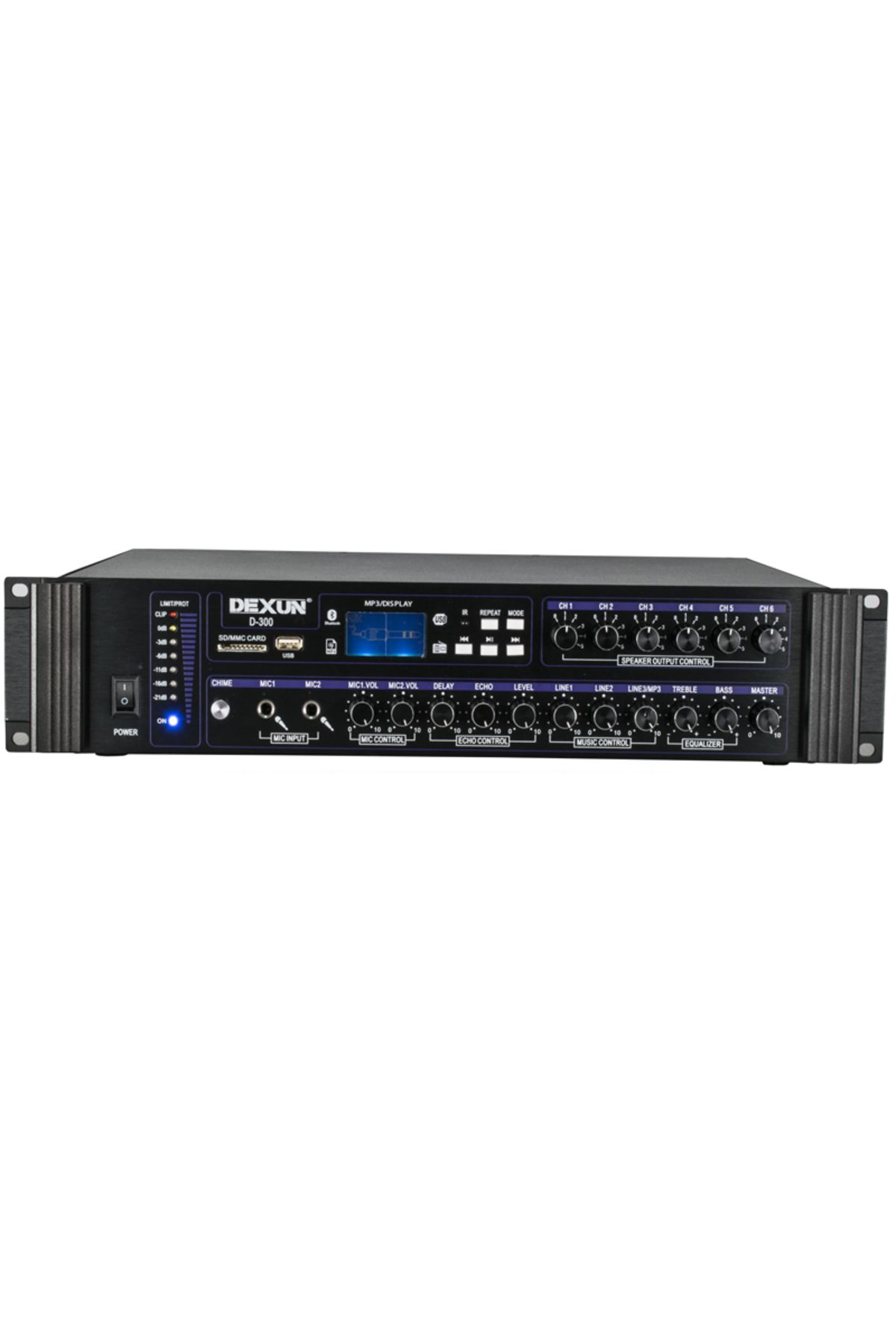 Zayla DEXUN D-300 250W 6 ZONE İKİ MİK GRŞ USB-BT 4/16-70-100V HAT TRAFOLU ANFİ (5165)