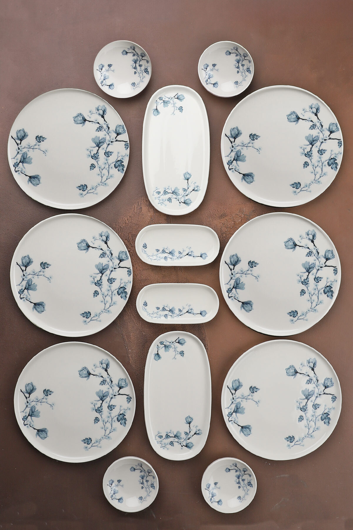 Manaferra-Luna 6-Person 14-Piece Porcelain Breakfast Set & Breakfast Set Blue White 1