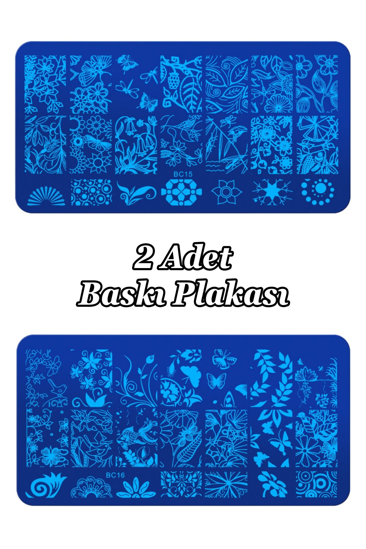 Easy Beauty 2 Adet Baskı Plakası ve Nail Art French Stamper, Desen Baskı Paleti. Stampa Plakası BC