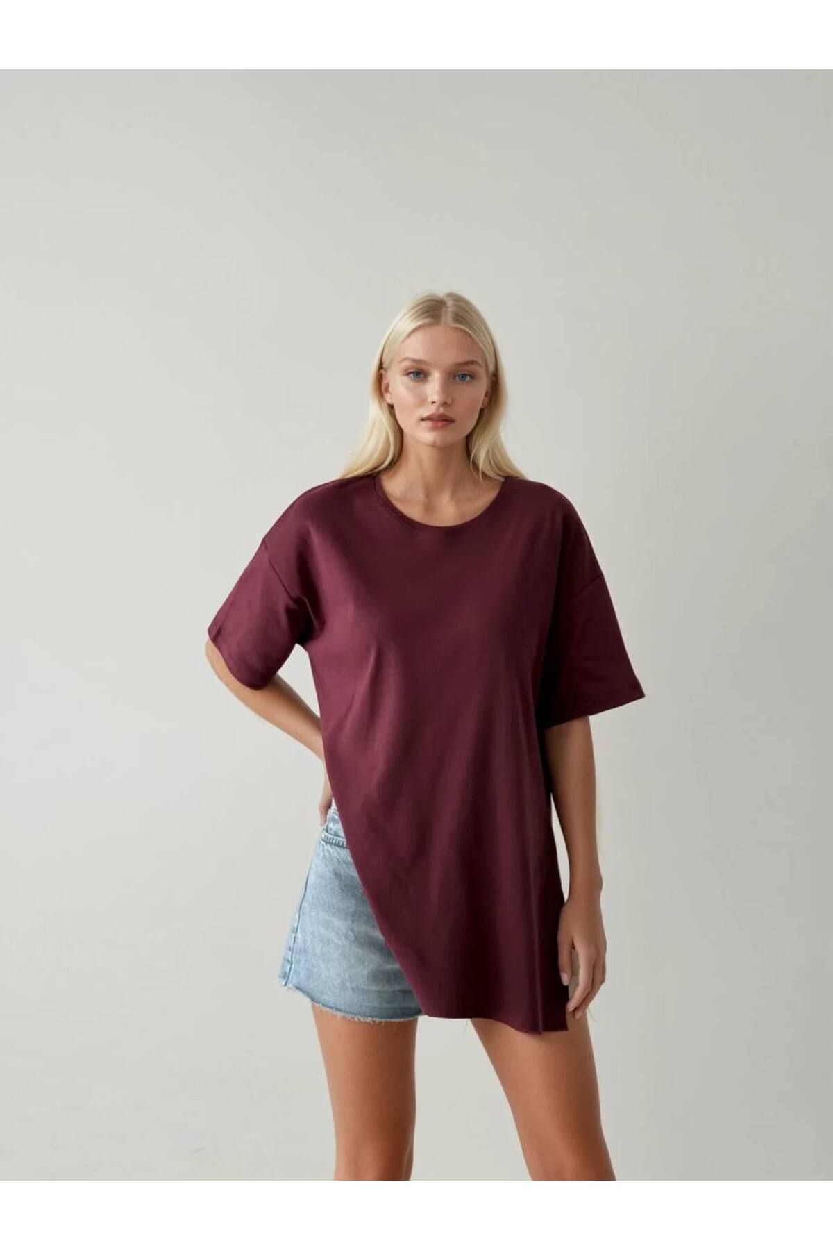 OYERGA MODA Kadın Pamuklu Rahat T-shirt