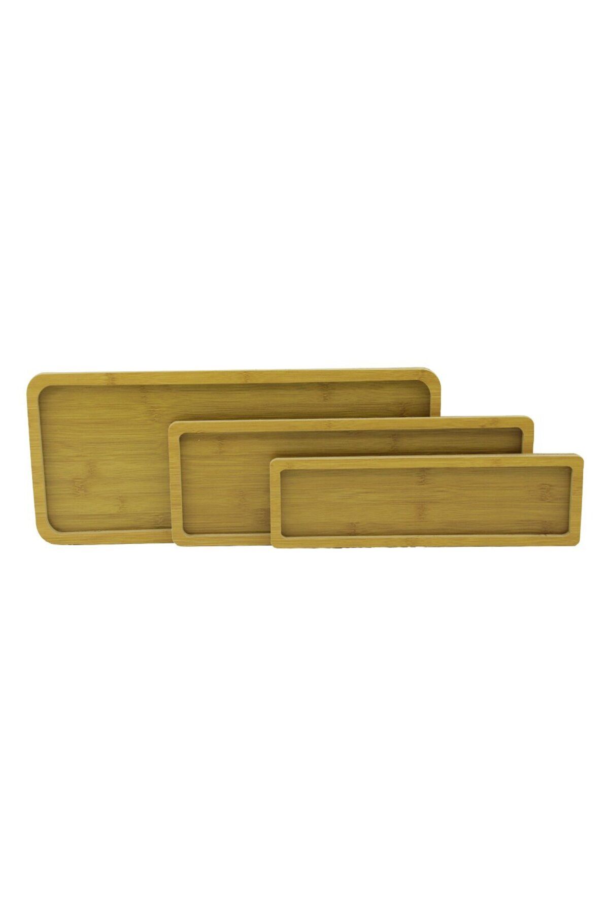 Zayla DİKDÖRTGEN - DÜZ KENAR - 3LÜ SET AHŞAP MDF SUNUM TEPSİ SETİ 10X33.5-14X39.5-19.5X45CM (5165)
