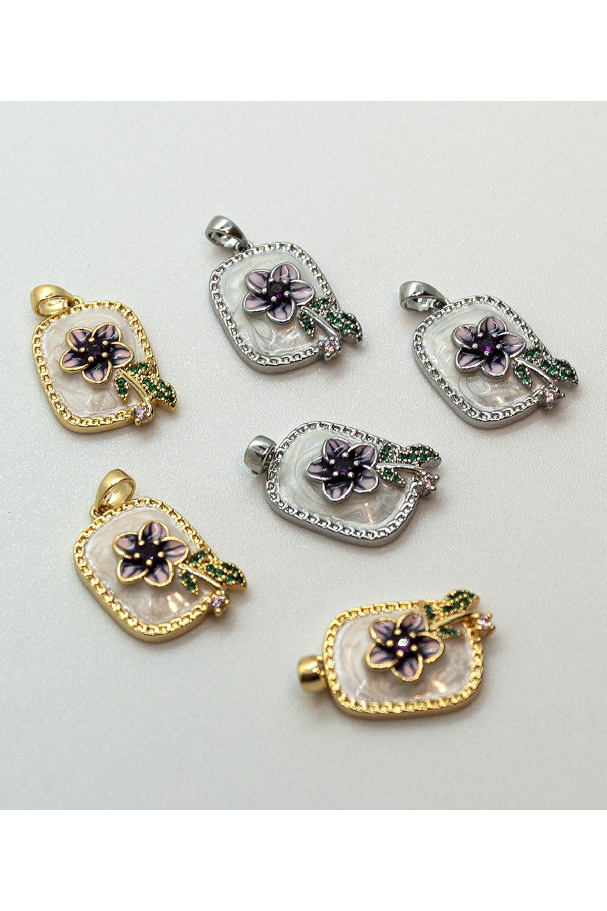 Yıldırım Zarif Mor Gül Kolye – 28x15 mm Sanat Esintili Kolye Ucu – Paslanmaz Çelik –