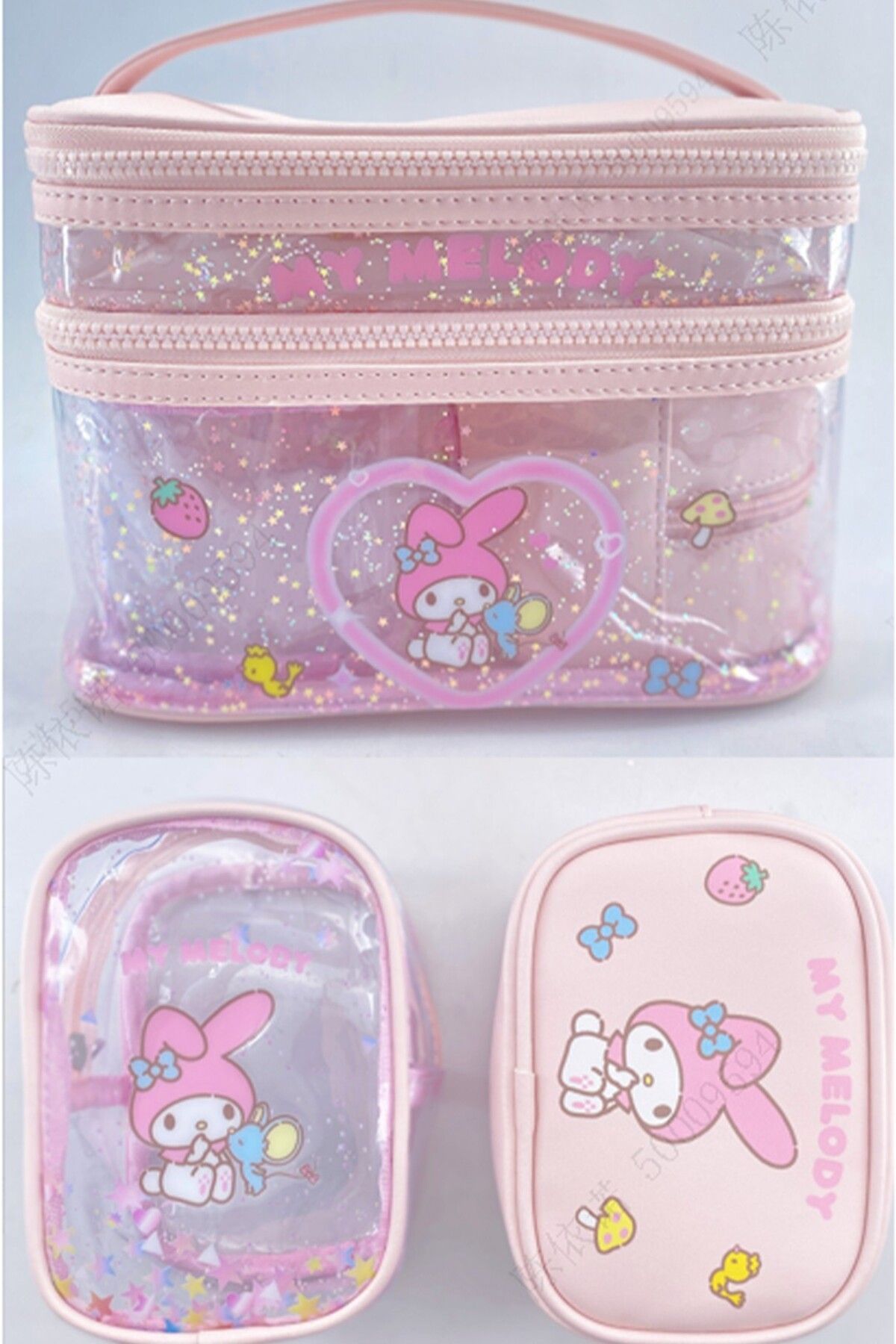 Miniso Sanrio Lisanslı My Melody Saplı Kozmetik Çantası Seti