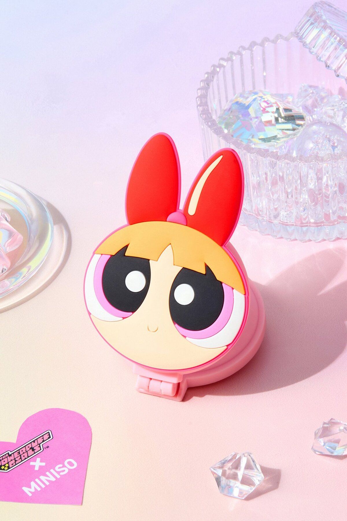 Miniso Powerpuff Girls Lisanslı Aynalı Mini Saç Fırçası - Blossom