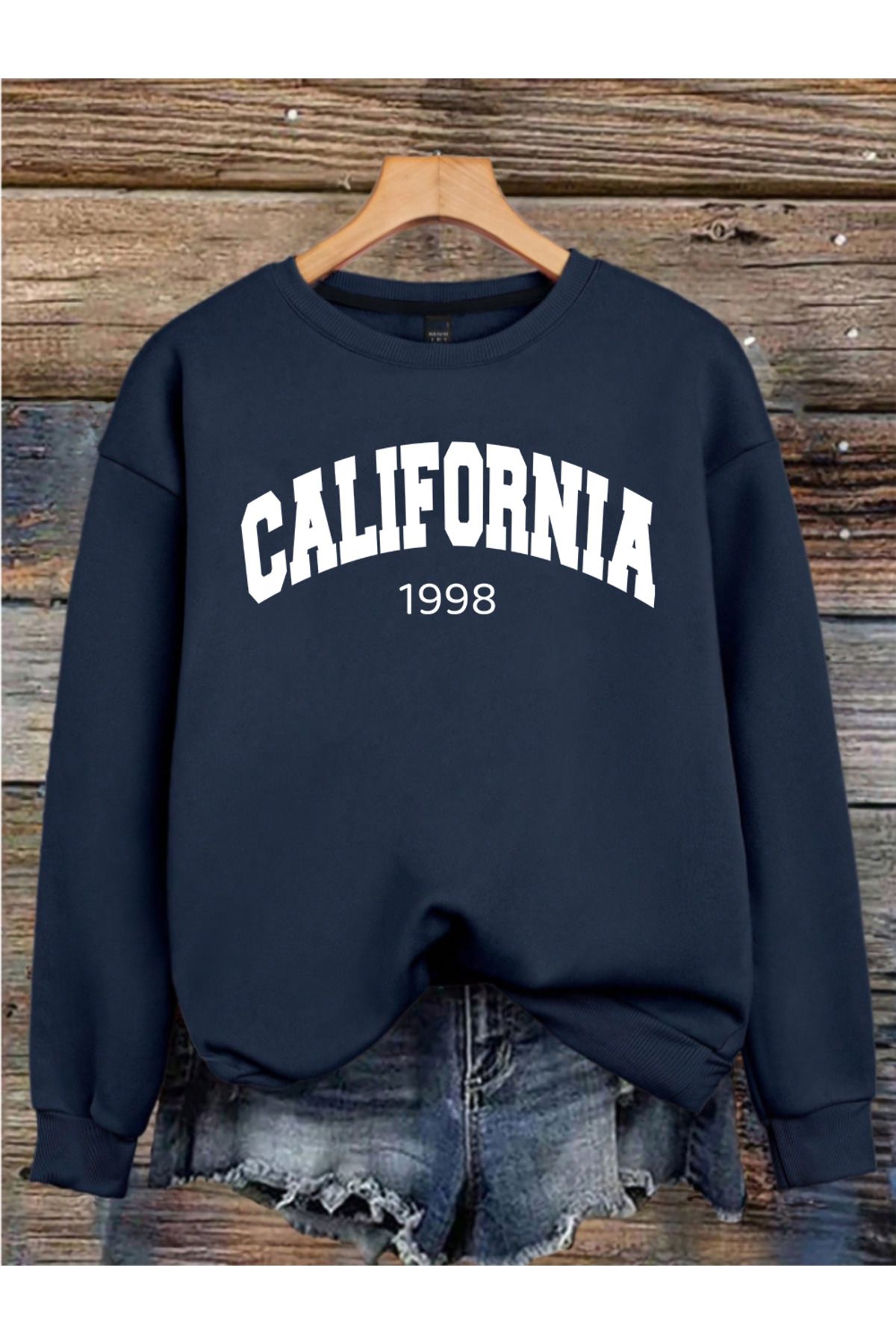 MAGORS CALIFORNIA BASKILI 3 İPLİK BİSİKLET YAKA UZUN KOLLU KADIN SWEATSHIRT