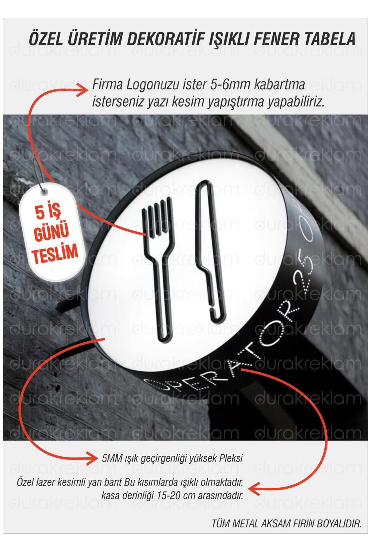 DURAK REKLAM Özel Üretim Yuvarlak Çiftaraflı Fener Tabela
