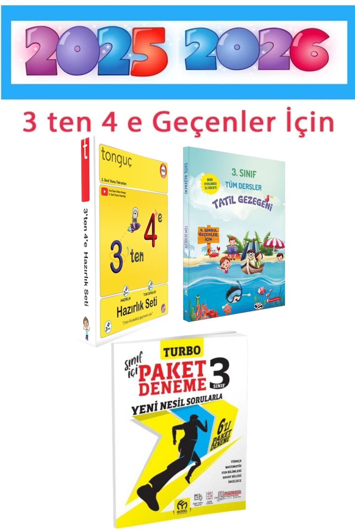 Tonguç Yayınları Tonguç 3 ten 4 e Hazırlık Seti + 3. Sınıf Tatil Kitabı + Deneme Paketi
