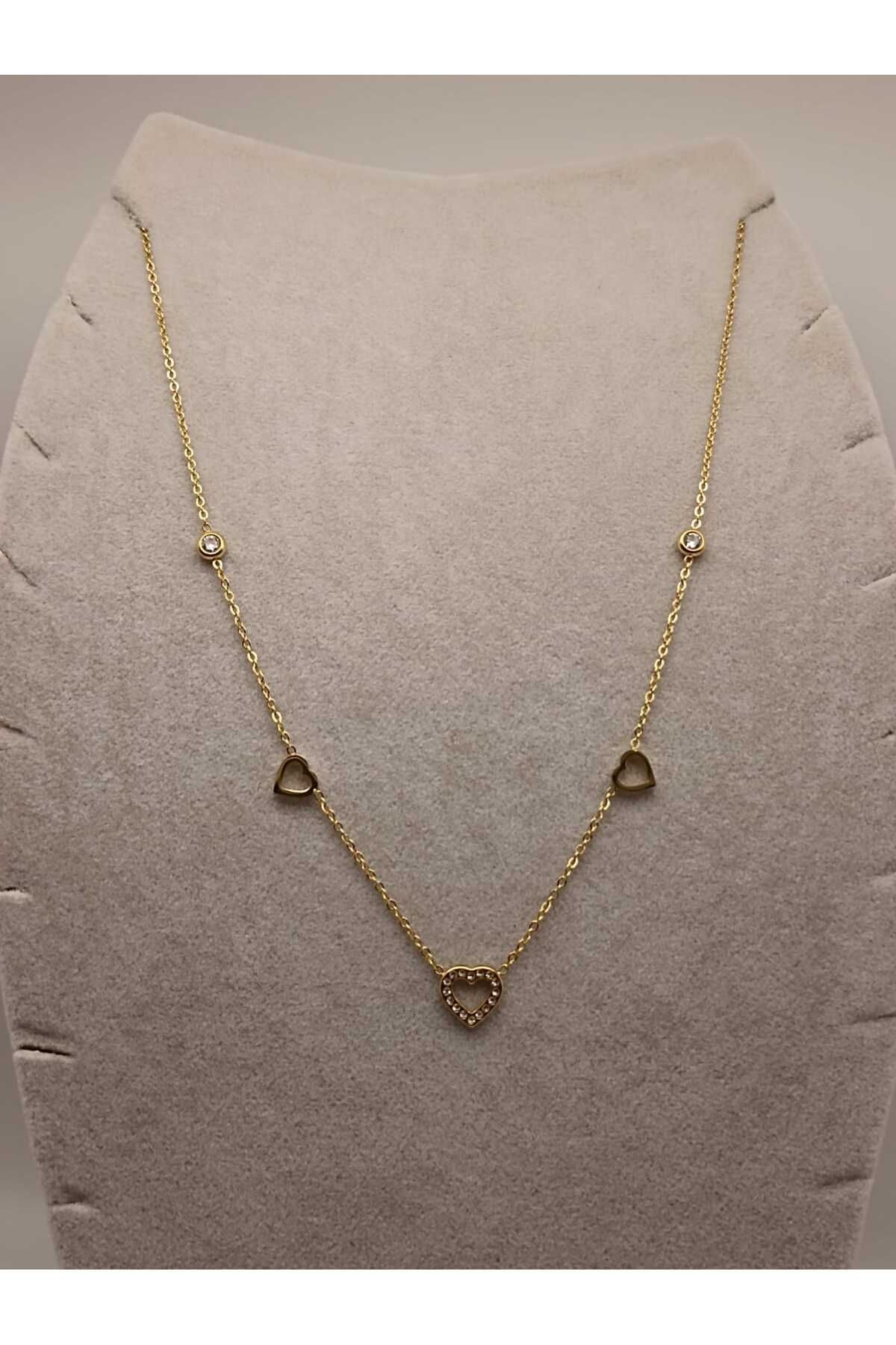 TLSMACCESORIES ÇELİK KOLYE GOLD KALP