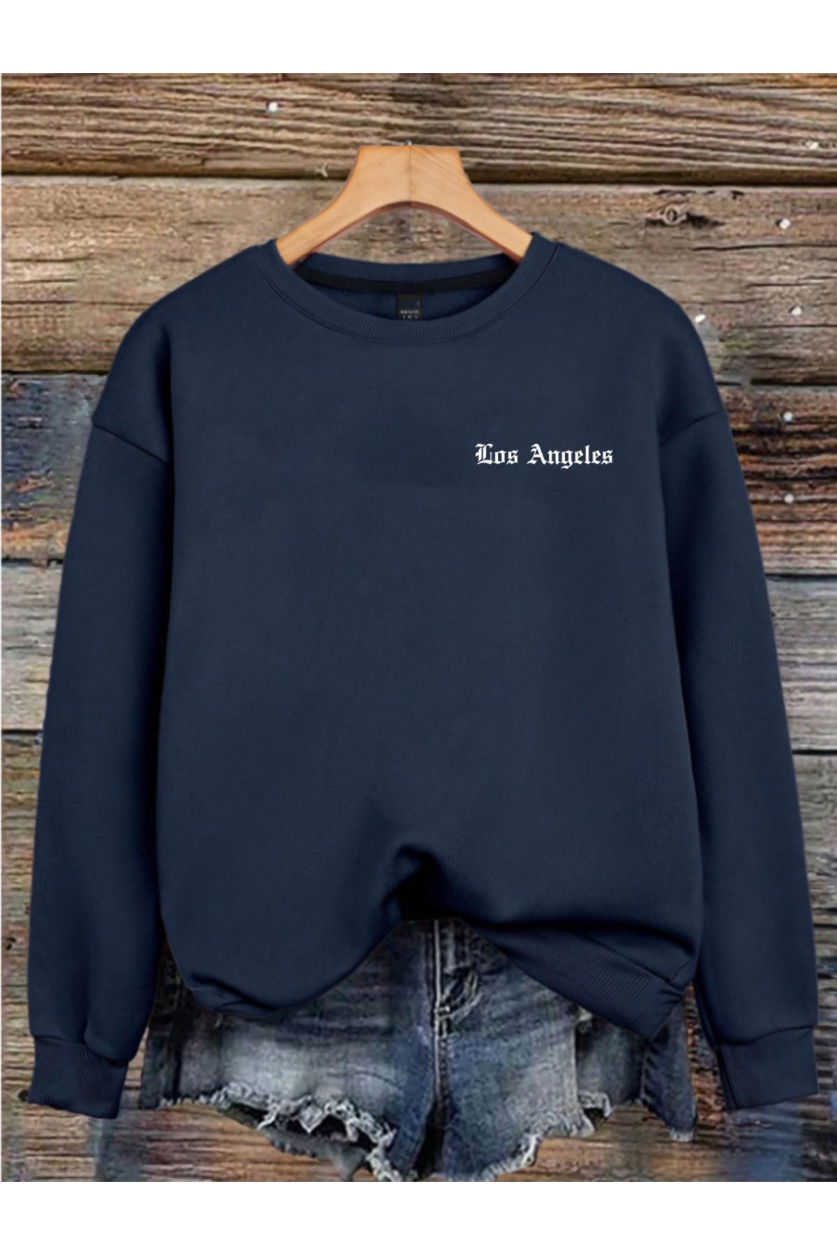 MAGORS LOS ANGELES BASKILI 3 İPLİK BİSİKLET YAKA UZUN KOLLU KADIN SWEATSHIRT