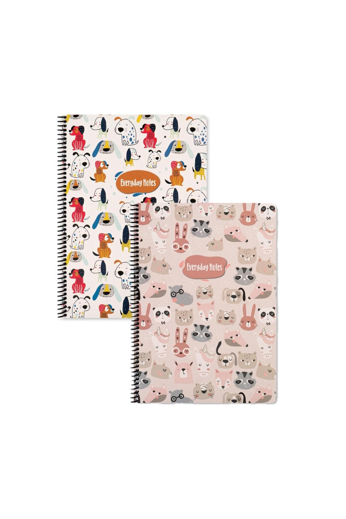 Keskin Colors Keskin Color Animal Friends Çizgili Defter Seti (2’li) | 16.5 x 22.5 cm | Spiralli – 80 Yaprak