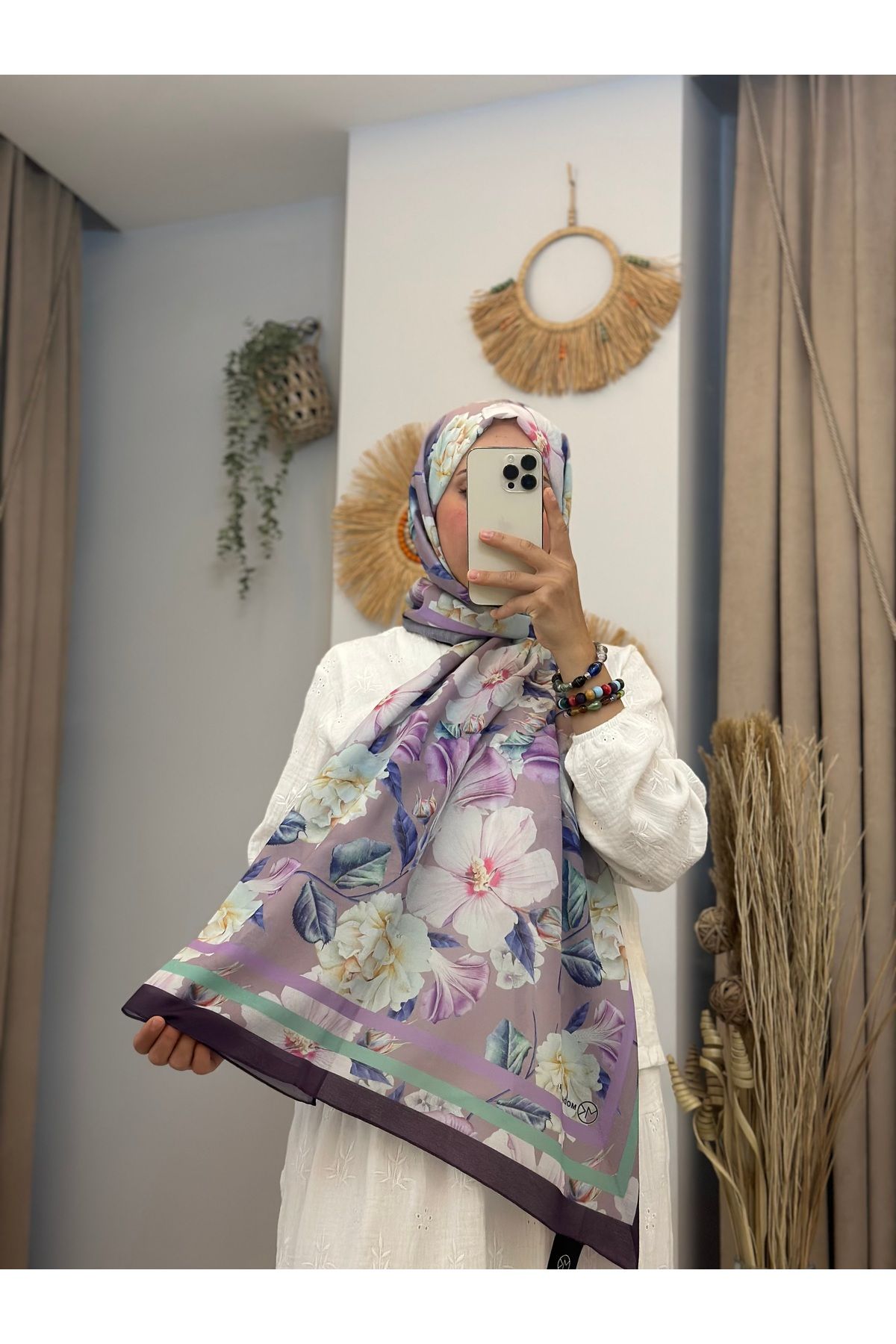 nazendescarf Fiori desen bambu şal