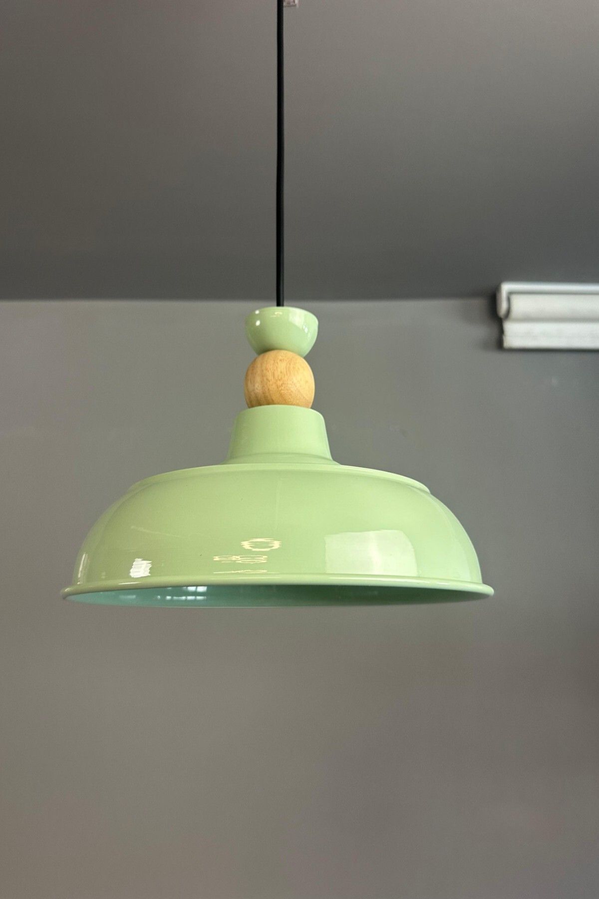 Bamyum Doria Mint Tekli Ahşap Kafa Başlık Avize Retro Sarkıt Ofis Showroom Salon Mutfak Avizeleri