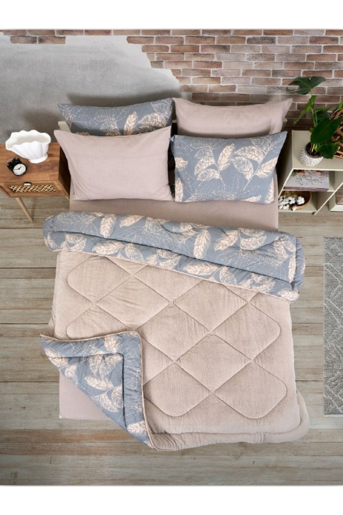 Sudemhome-Double Welsoft Sleeping Set Double Sided Wellsoft Fluffy Fleece Quilt and Battal Fitted Sheet 6
