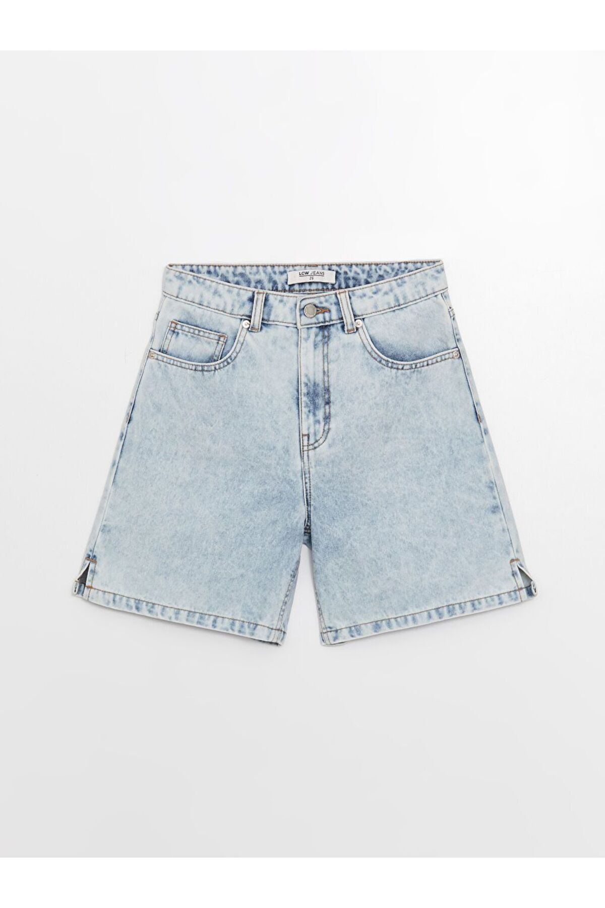 LC Waikiki Indigo Yüksek Bel Bermuda Fit Kadın Jean Şort