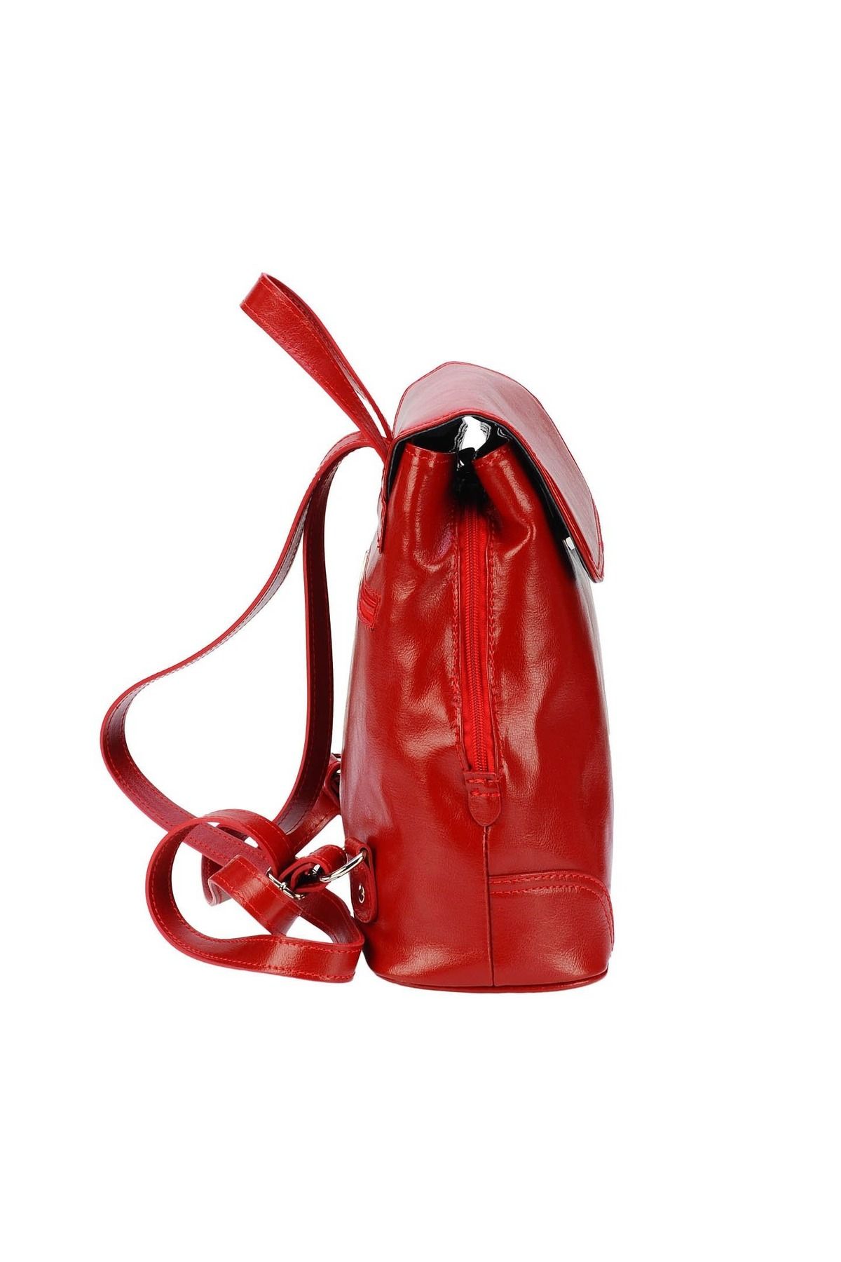 Magazinul de genti-Women's backpack made of genuine leather, model 097, Red 4