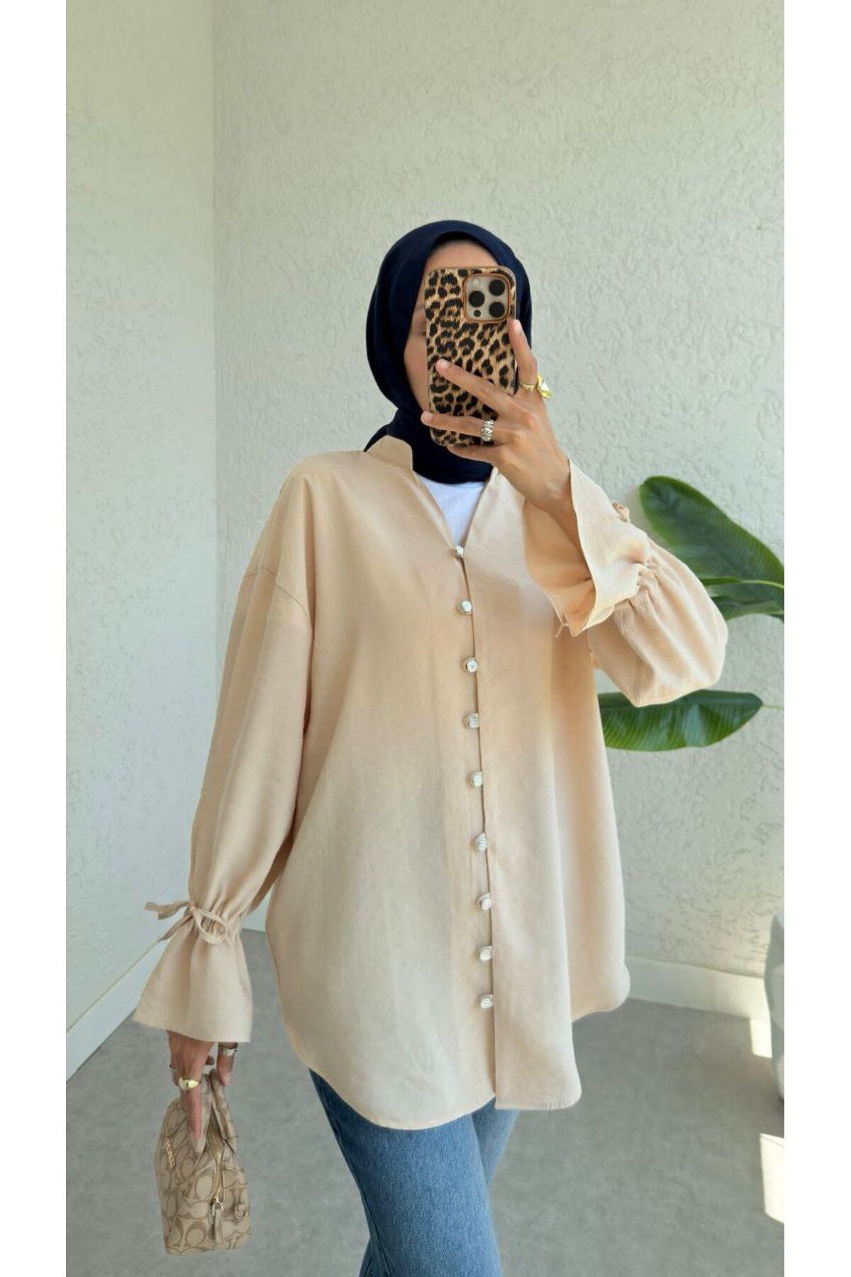 BisuModa KOLLARI FIRFIR VE BAĞLAMA DETAYLI MODAL KUMAŞ GÖMLEK