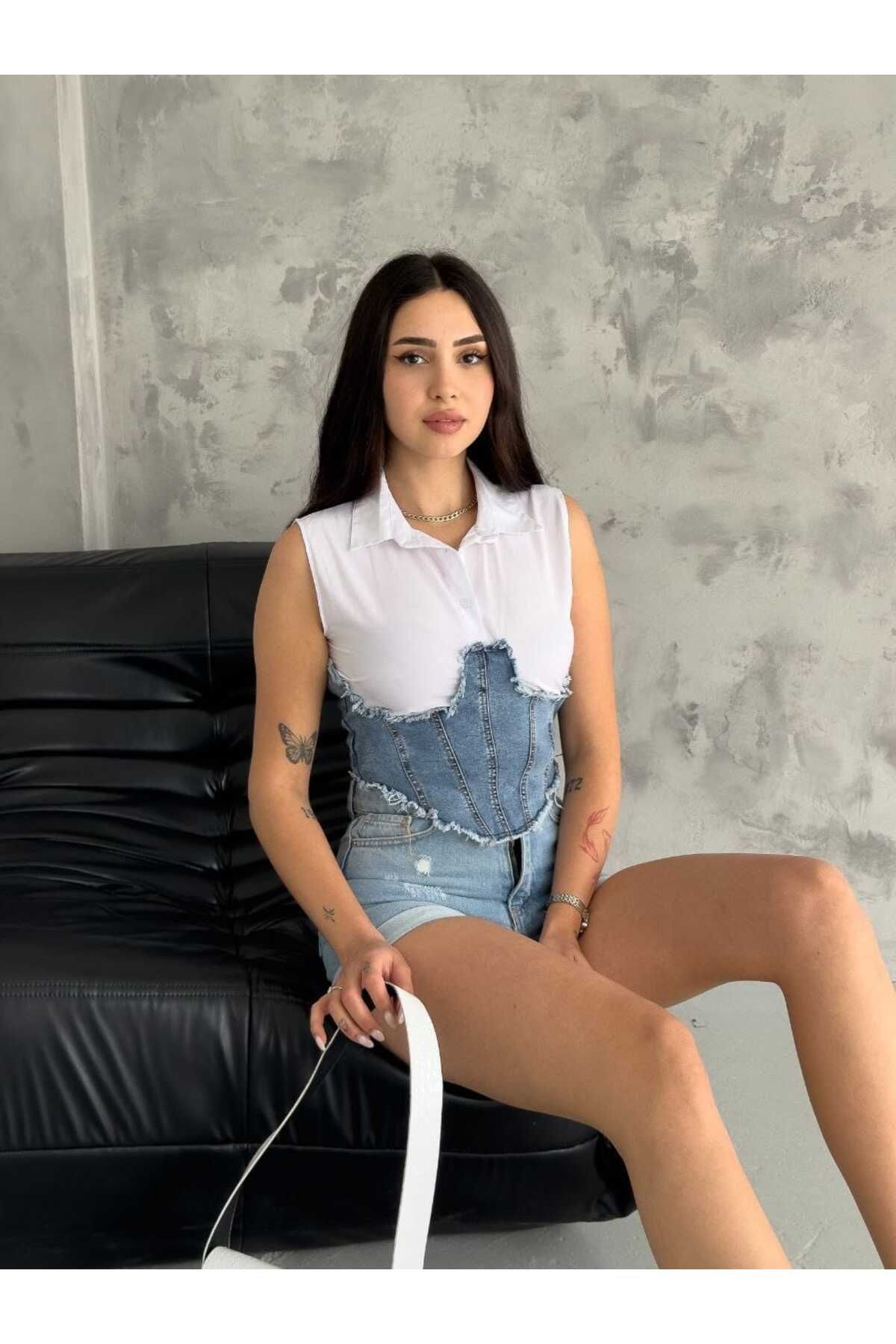 Ergün Kot Korse Detaylı Gömlek