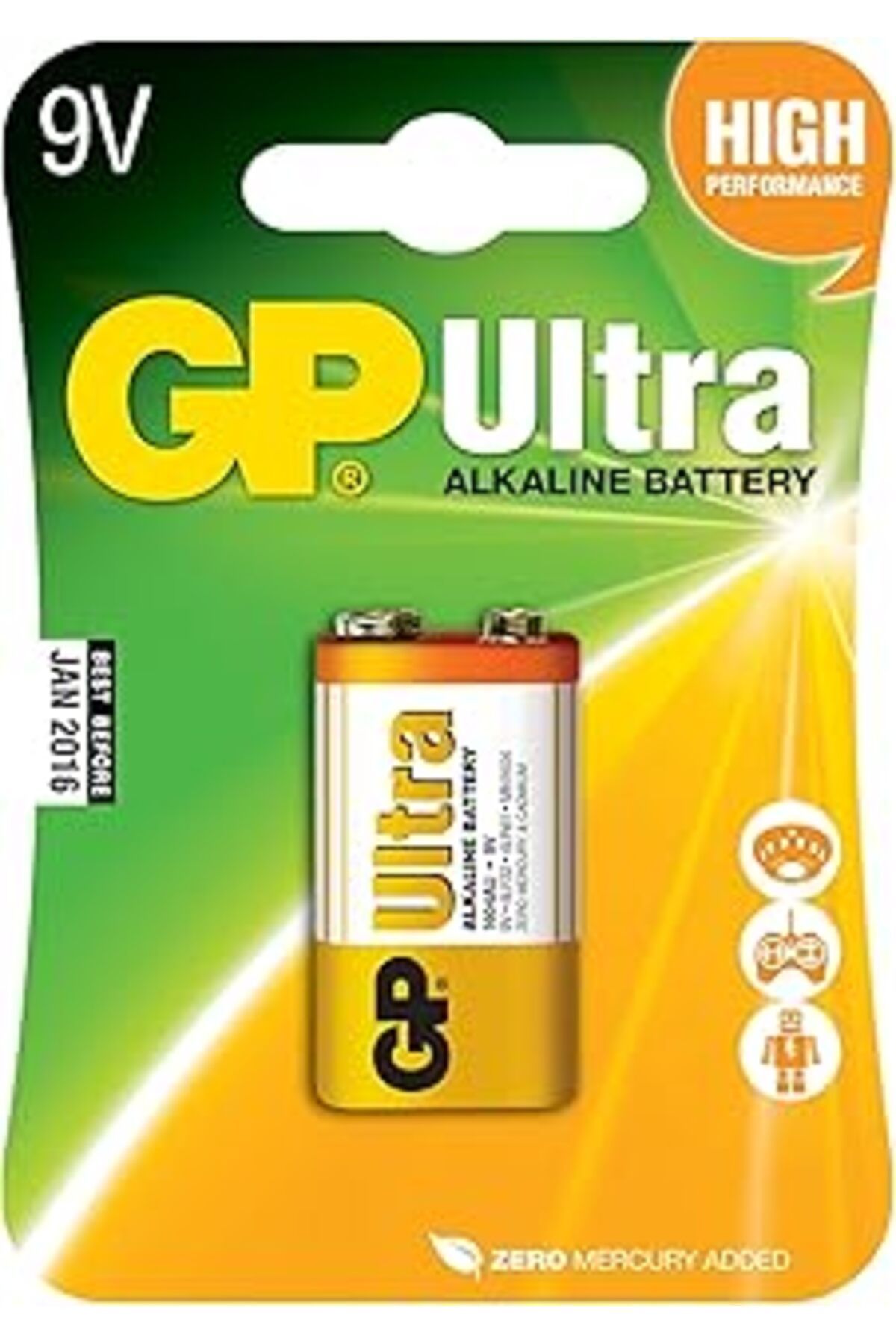 Roses Store Gp Batteries Gp1604Au Ultra Alkalin 6Lf22/522/9V Pil, 9 Volt, Tekli Kart