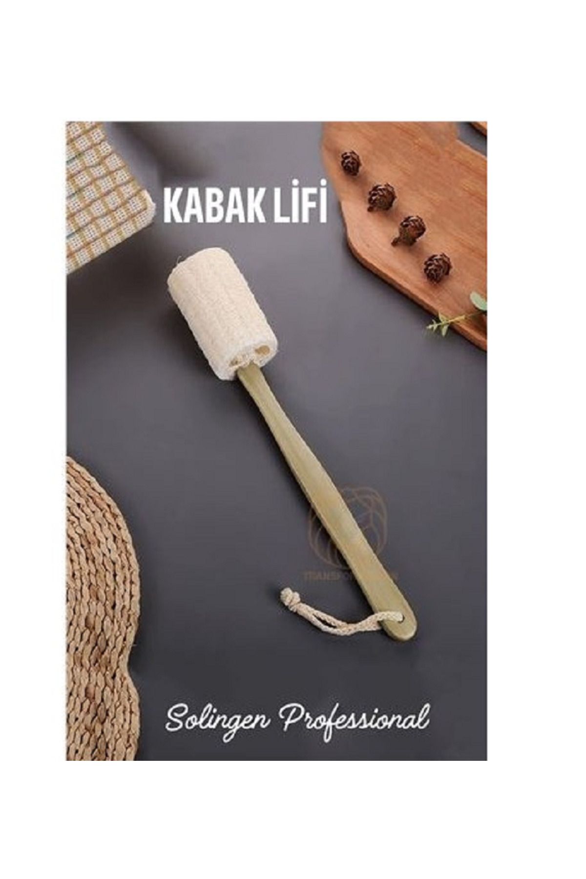 EWWE Solingen saplı Doğal Banyo Sırt Lifi Sopalı Duş Lifi Kabak Lifi Sünger Bitkisel Banyo Kesesi 48 cm