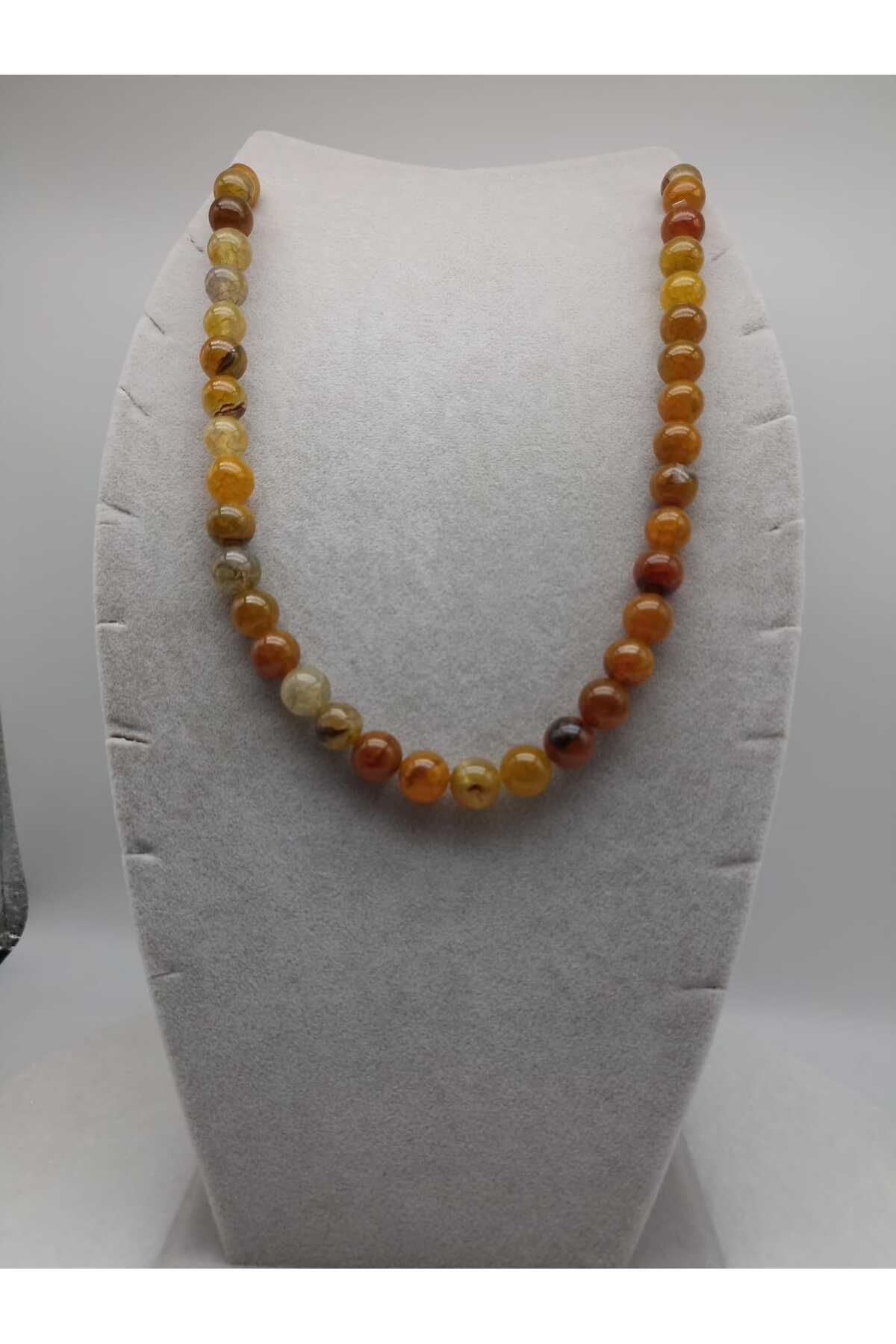 TLSMACCESORIES YEŞİL AKİK DOĞAL TAŞ KOLYE