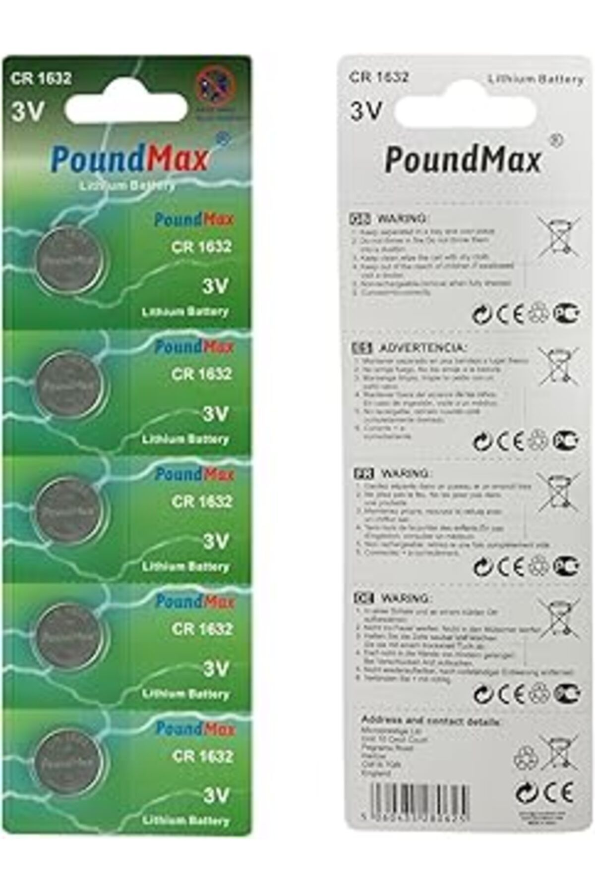 Roses Store 5 X Cr1632 Pil Düğme Pil, Cr 1632 Dl1632 Pil, 3 V Lityum Sikke, Akıllı Ev Cihazları, Araba Anahtarl