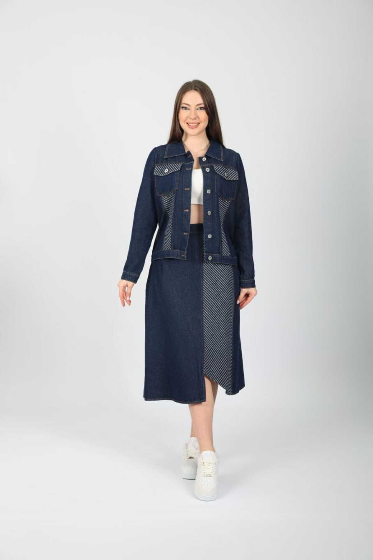 allwear Denim Ceket - Etek Takım, Kot Kumaş %100 Pamuk