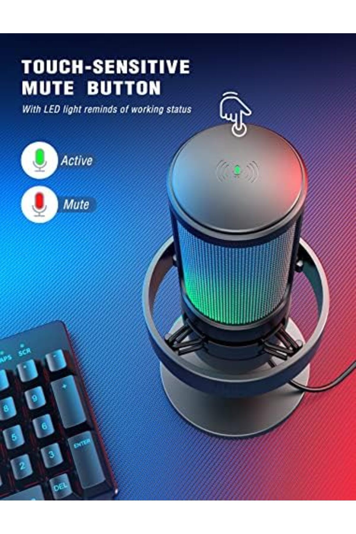Fifine-Gaming Microphone, USB PC Mic for Streaming, Podcasts, Recording, Condenser Computer Desktop 8