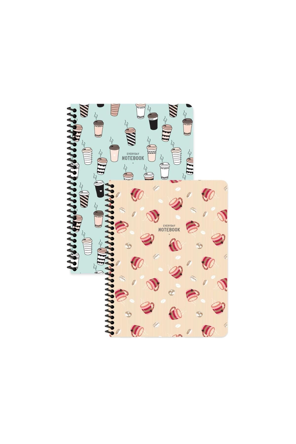Keskin Colors Keskin Color Coffee Çizgili Defter Seti (2’li) | 16.5 x 22.5 cm | Spiralli – 80 Yaprak