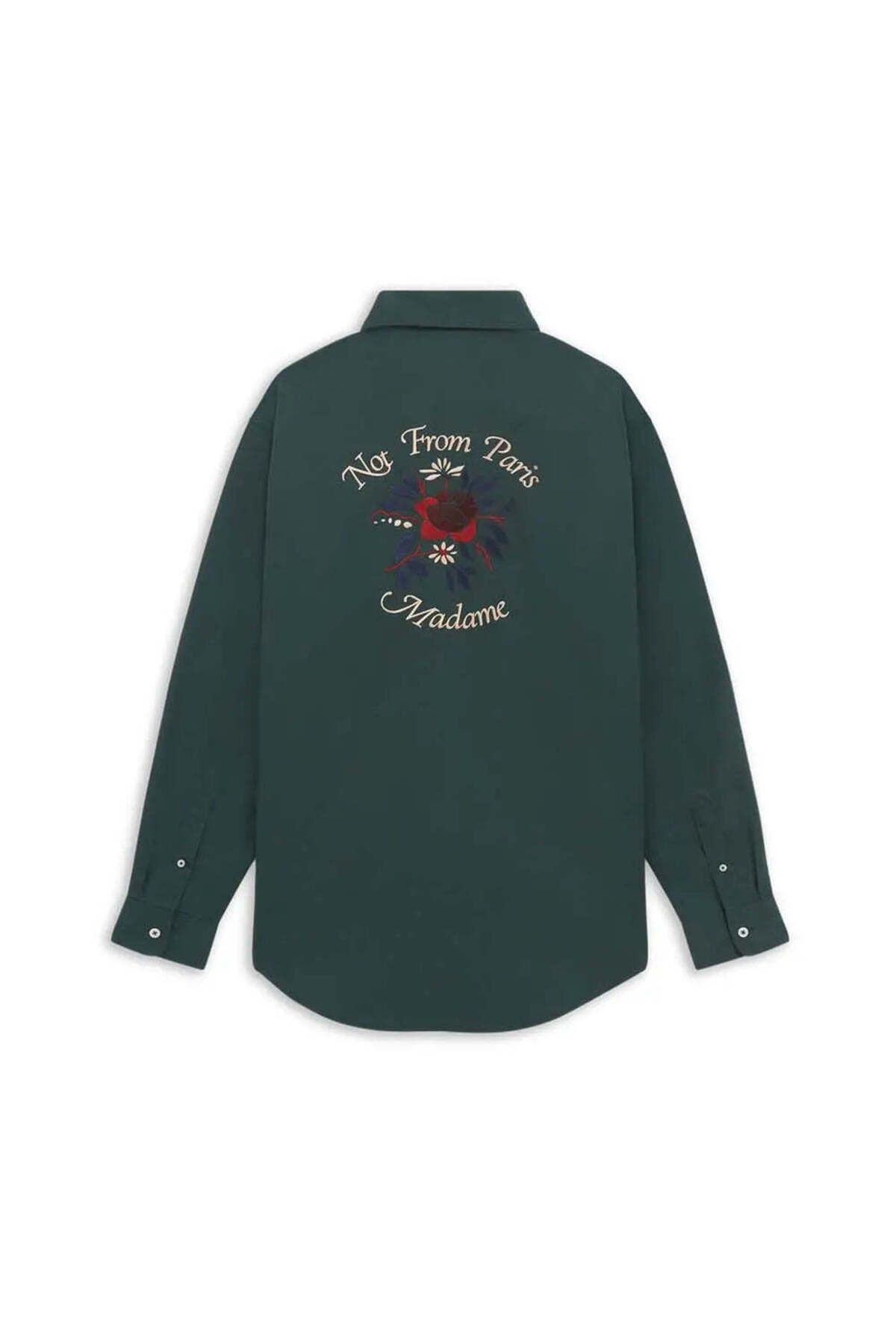 American Rag Cie Dark Green 'Slogan Fleurs' Nakışlı Uzun Kollu Gömlek - Şık ve Rahat Tasarım