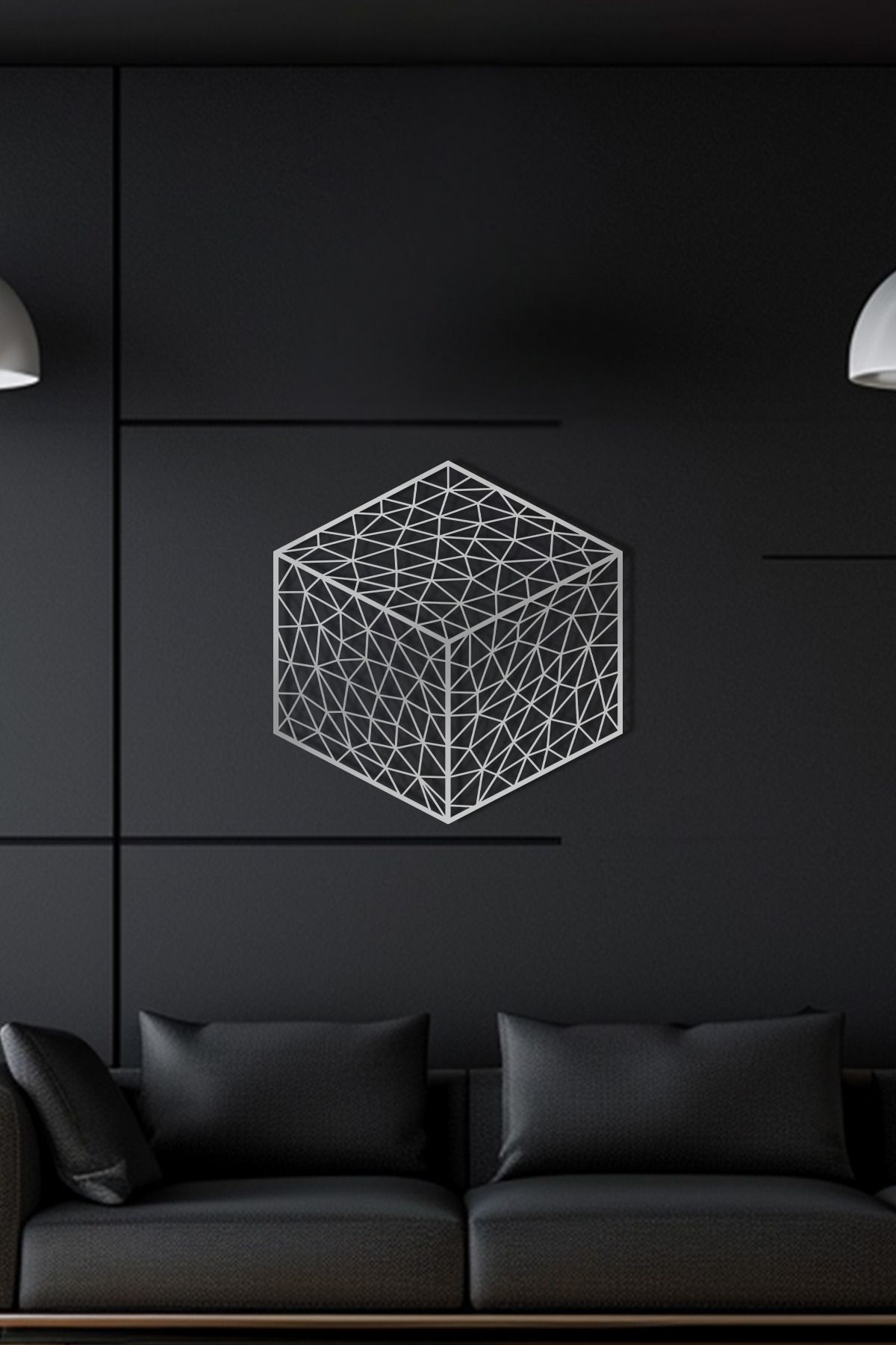 cncrafft Geometrik Küp Metal Tablo – Modern Duvar Dekoru