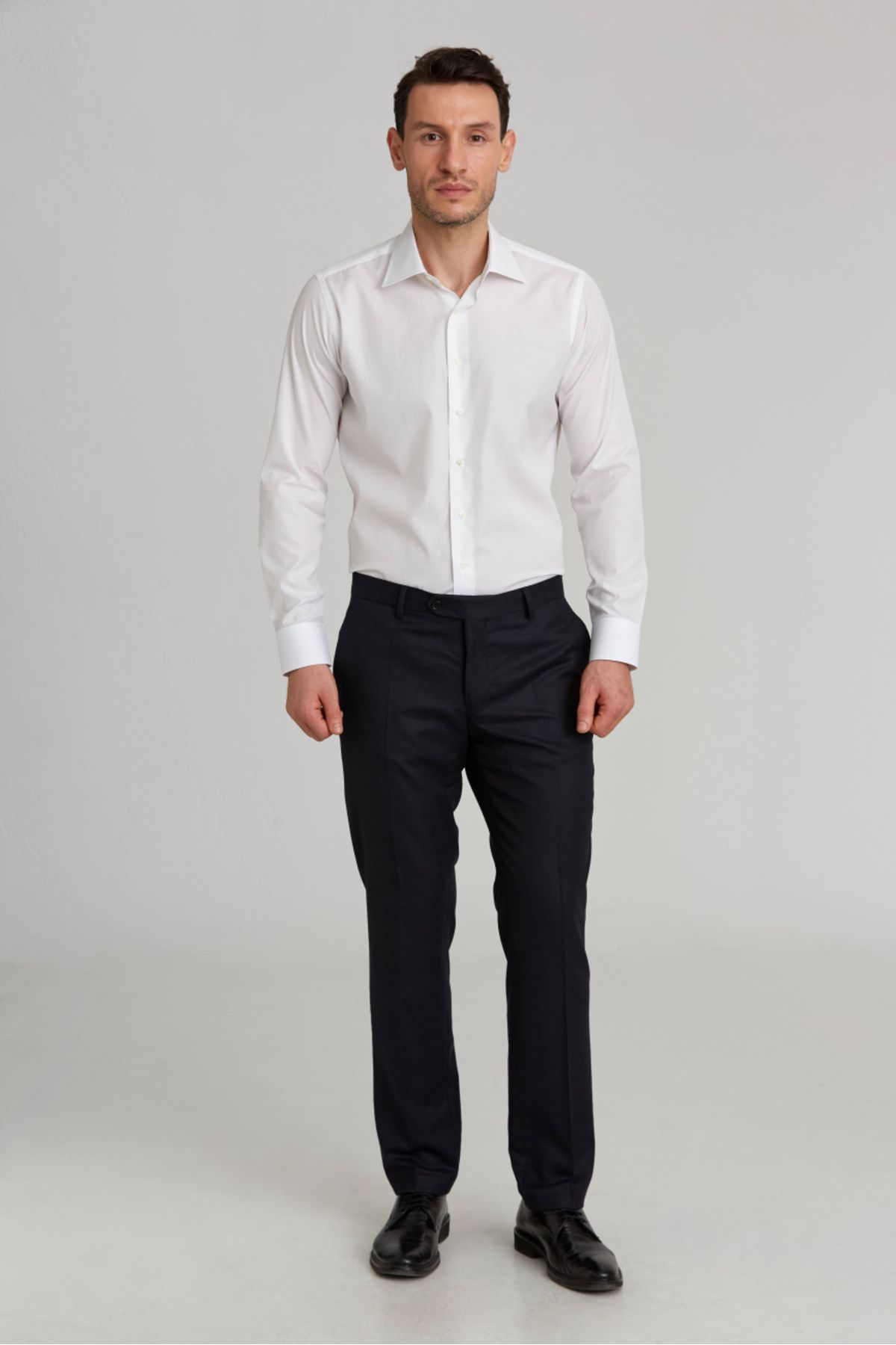Bisse Regular Fit Düz Dokuma Flanel Lacivert Klasik Erkek Pantolon