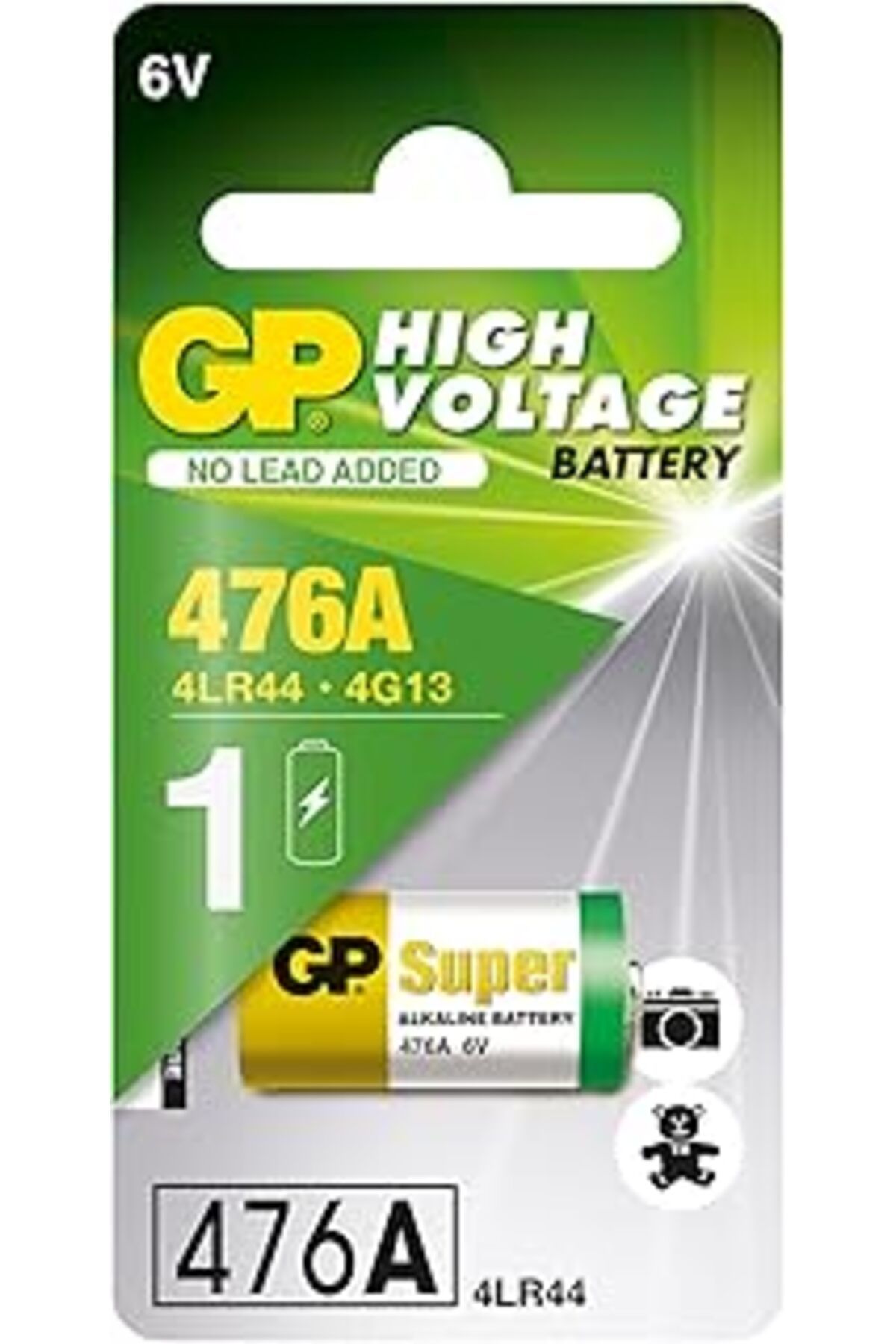 Roses Store Gp Batteries Gp476A Süper Alkalin 476A/Px28A/A544/4Lr44 Boy Pil, 6 Volt, Tekli Kart