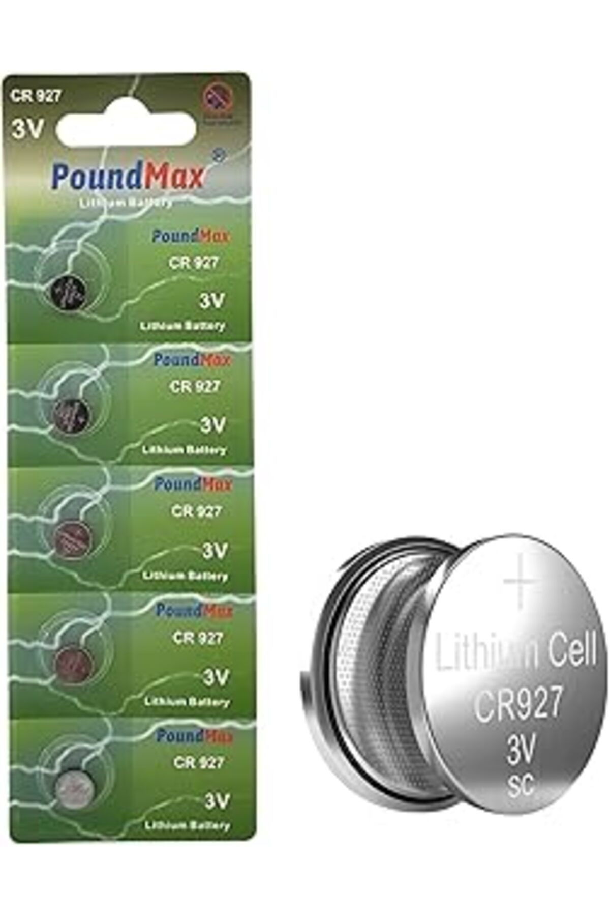 Qedii Poundmax Lityum Cr927 Düğme Piller, 3V | 1X 5-Pack