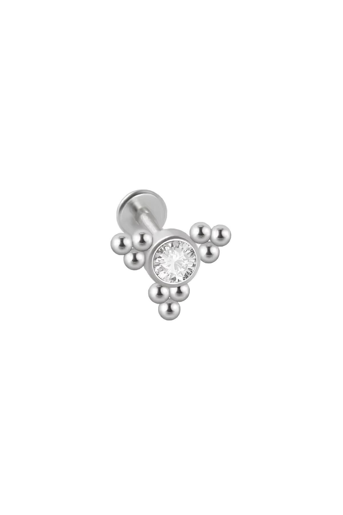 Janset F136 Titanyum Zirkon Taşlı 3 Top Detaylı Tragus Helix Piercing