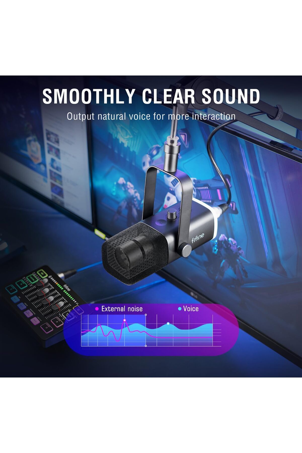 Fifine-Gaming Equipment Bundle, Dynamic XLR/USB Gaming Microphone Set with Streaming Audio Mixer for 5