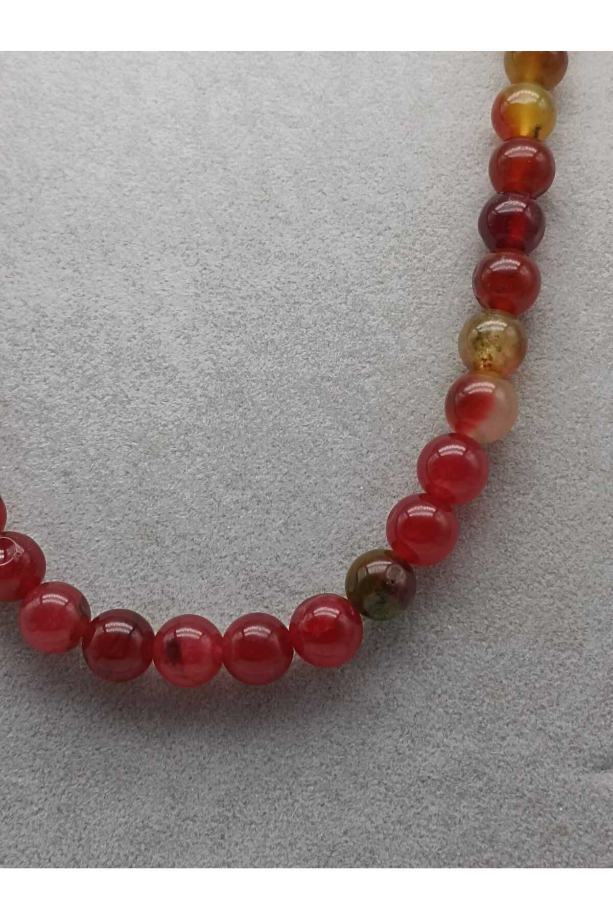 TLSMACCESORIES BORDO AKİK DOĞAL TAŞ KOLYE