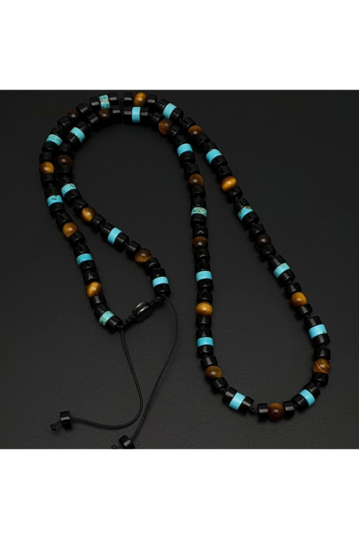 Seven Art Jewelry Doğal Taş Kolye, Turkuaz Taşı, Akik ve Kaplan Gözü Bileklik, Erkek Bileklik, Kadın Bileklik, Ayarlan