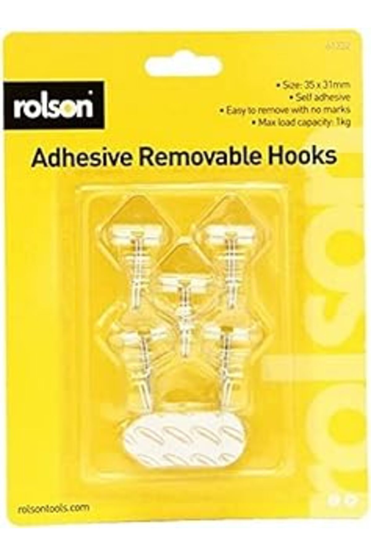 Pazarcan Rolson 61332 5 Pc 35 X 11 Mm Removable Adhesive Metal Hooks