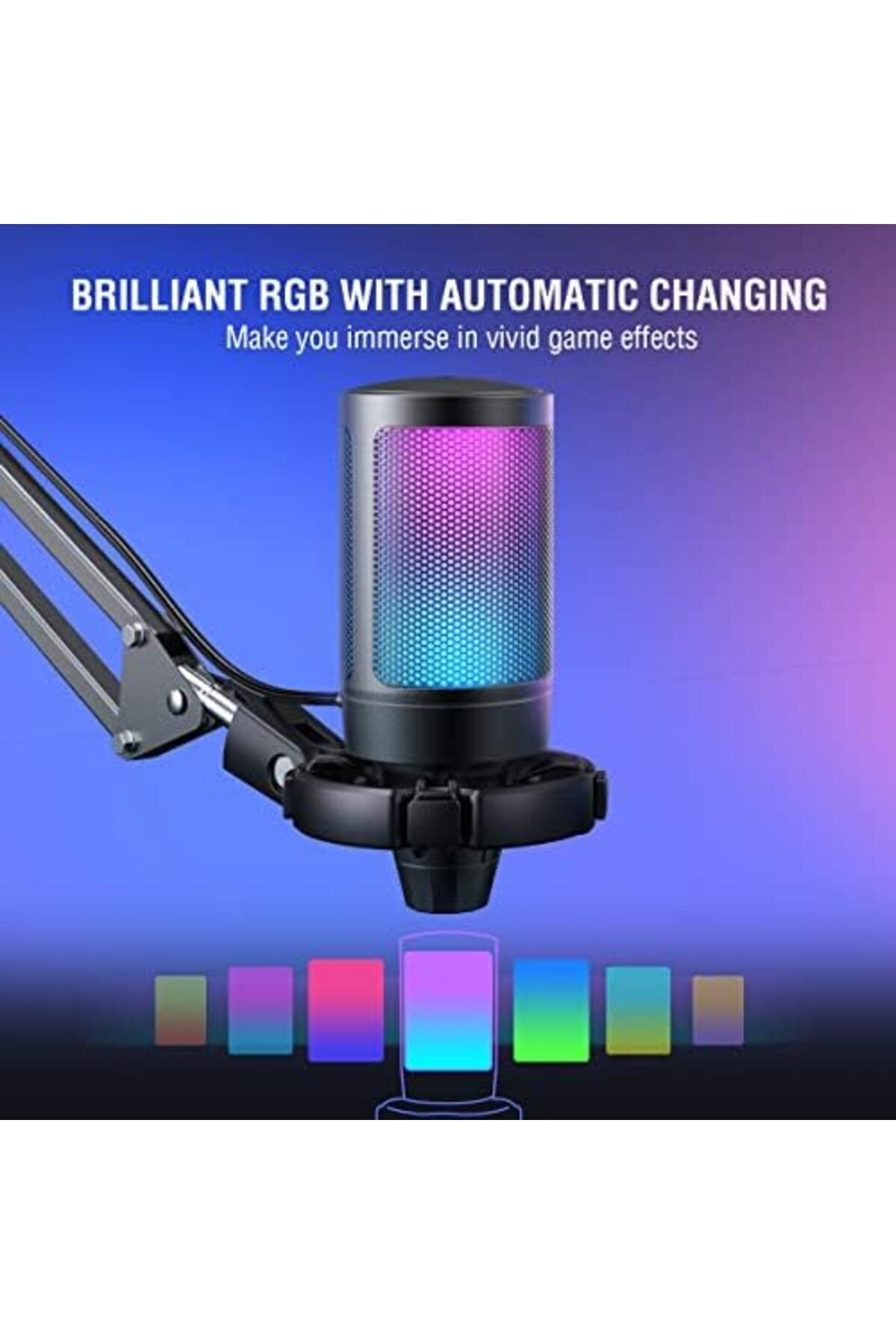 Shopi-FIFINE Gaming PC USB Microphone, Podcast Condenser Mic with Boom Arm, Pop Filter, Mute Button for St 7