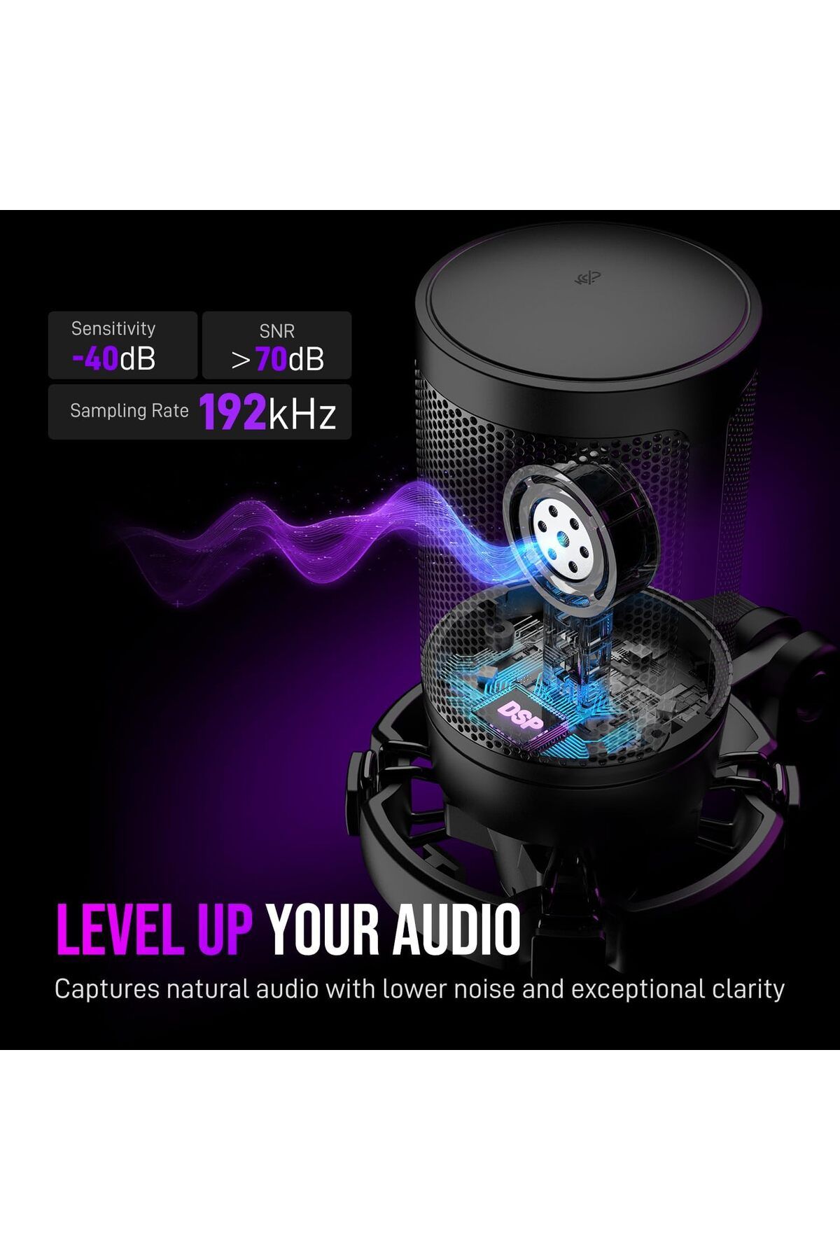 Fifine-Gaming USB Microphone for PC PS5, Condenser Mic with Quick Mute, RGB Indicator, Tripod Stand, 5