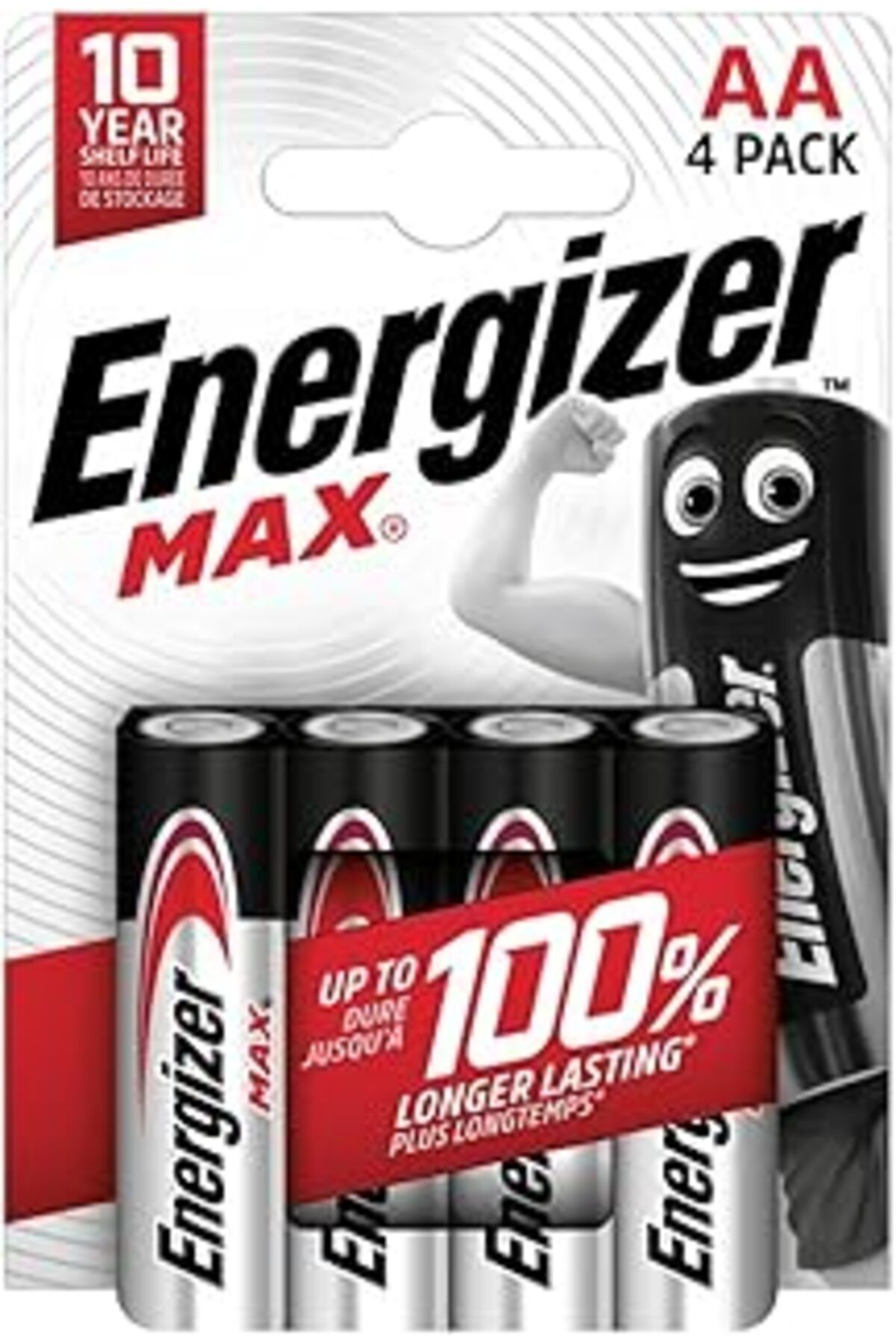 Roses Store Energizer Max Alkaline Aa 4'Lü Pil, Krom/Siyah/Kırmızı