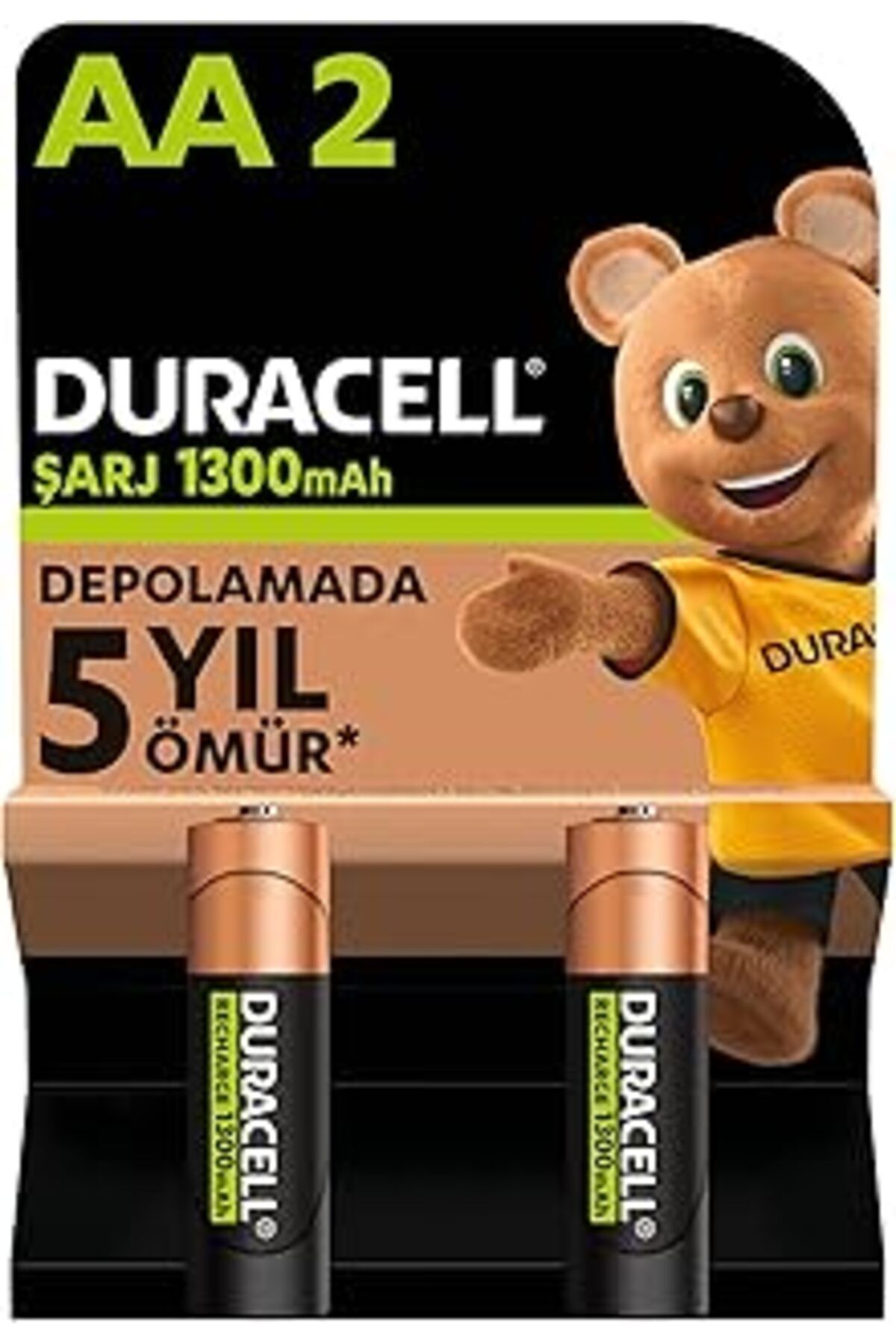 Roses Store Şarj Edilebilir Pil Aa Kalem (2'Li Paket), 1300 Mah Nimh, 2000 Sarj Döngüsü, Önceden Sarj Edilmişti