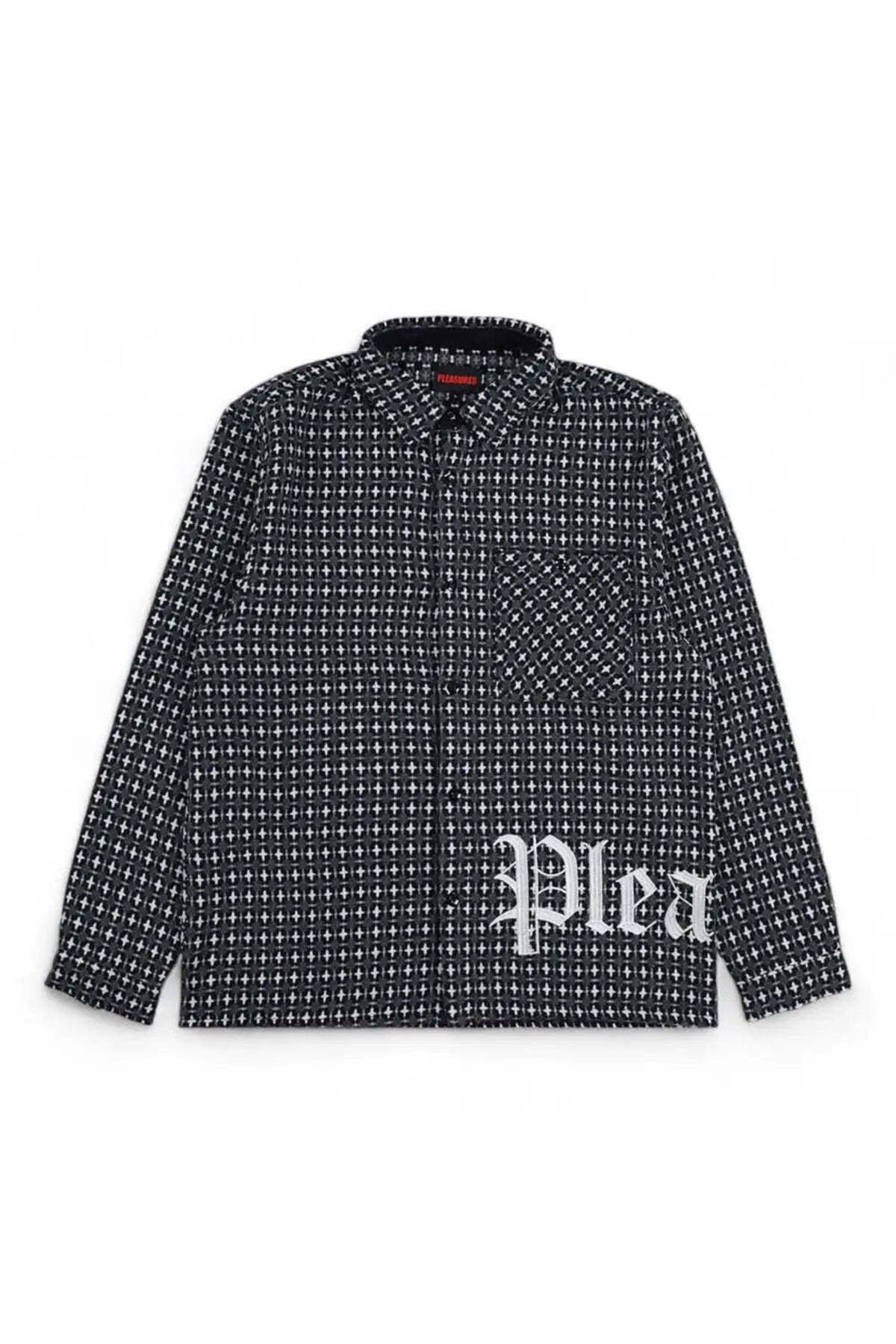 American Rag Cie Grey Cross Work Shirt - Polyester, Regular Fit, Makinede Yıkanabilir