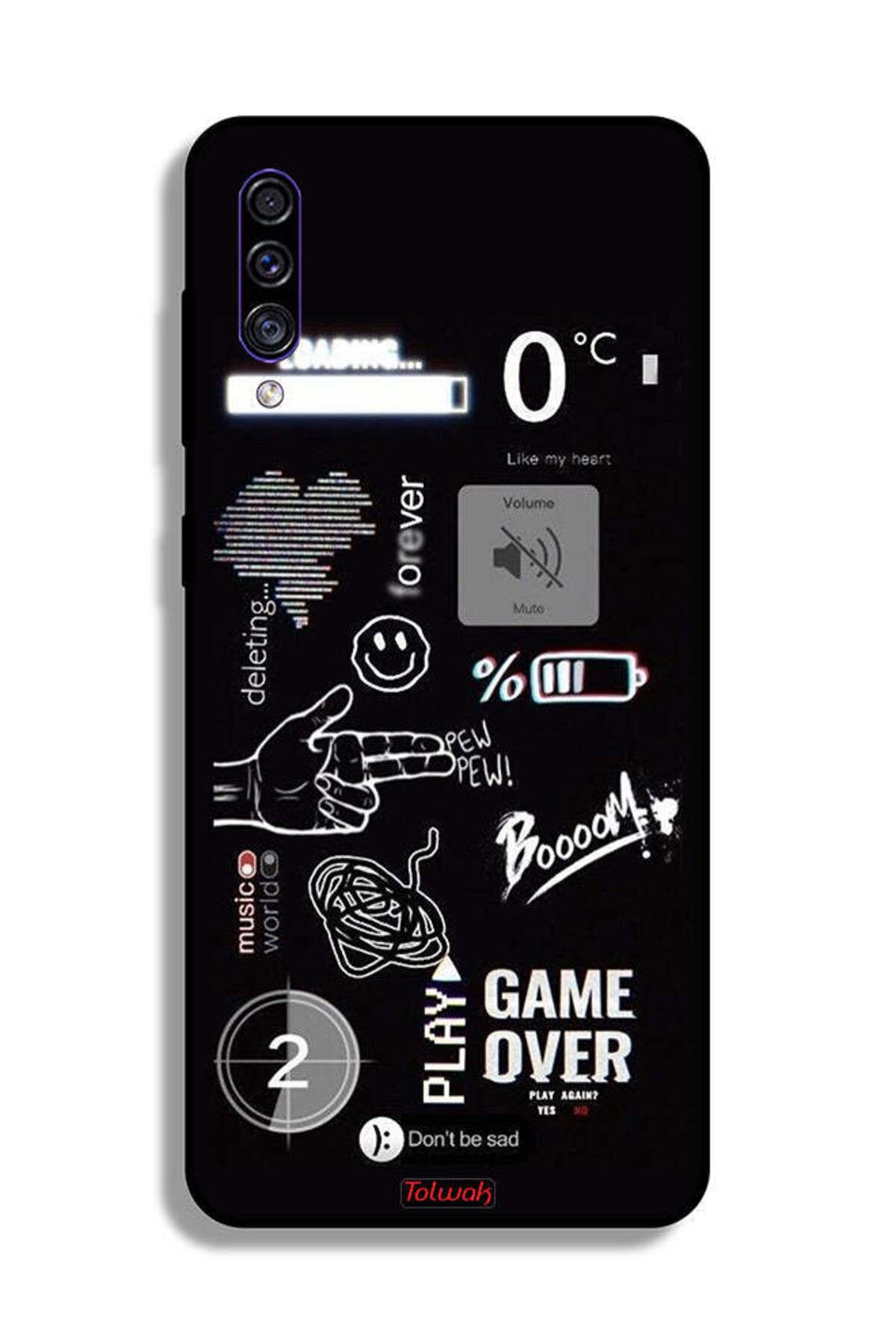 Tolwak-Samsung Galaxy A30s Protective Case Cover Game Over Pew Pew 1