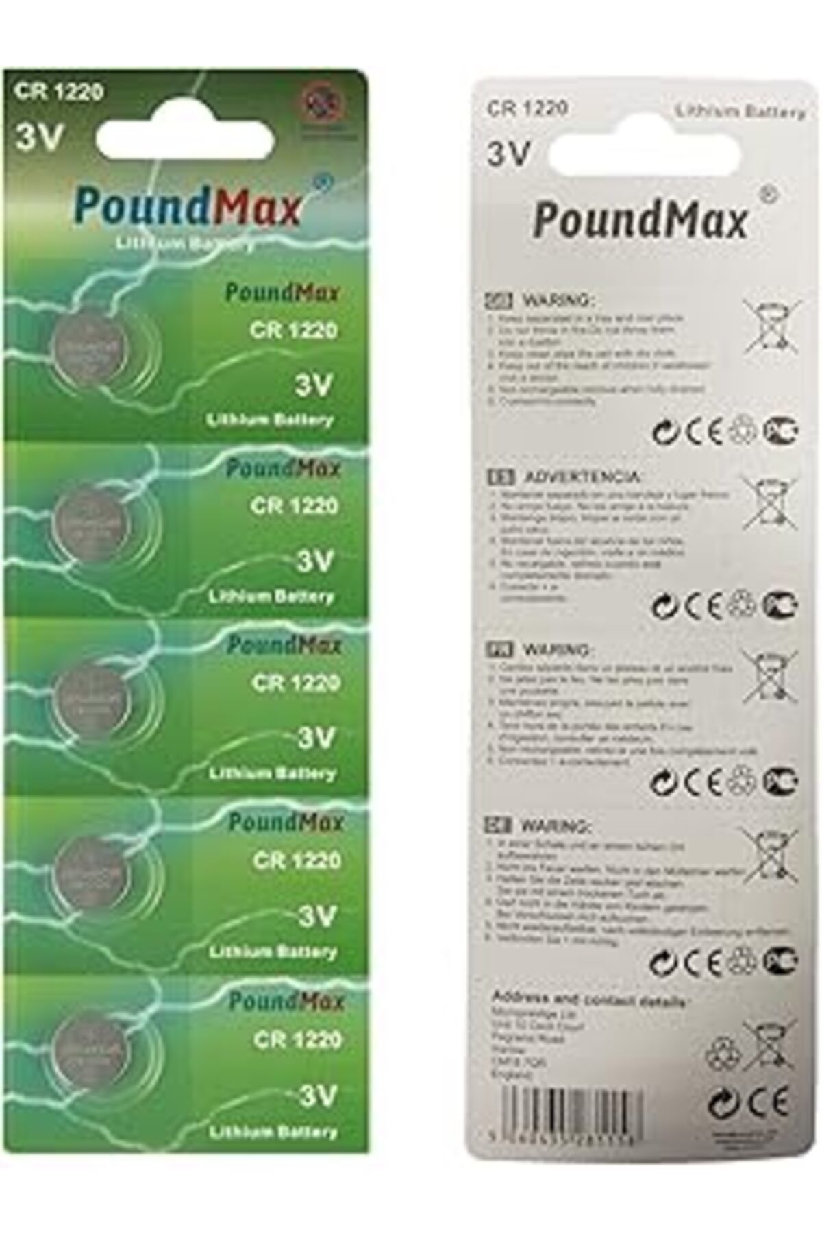 Roses Store 5 X Poundmax 1220 Cr1220 3V Lityum Bozuk Para Pilleri