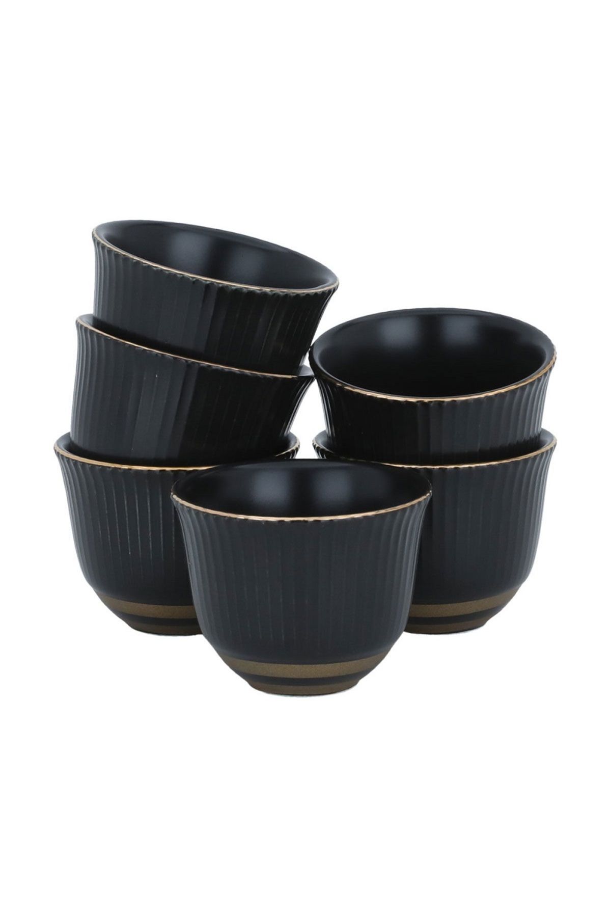 Bien Servi-6-Piece High Quality Cawa Cup Set Black 60ml 1