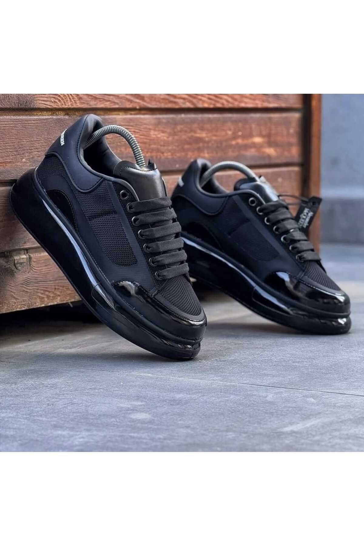 Noyfa balon taban erkek sneaker siyah erkek ayakkabı klasik sneaker