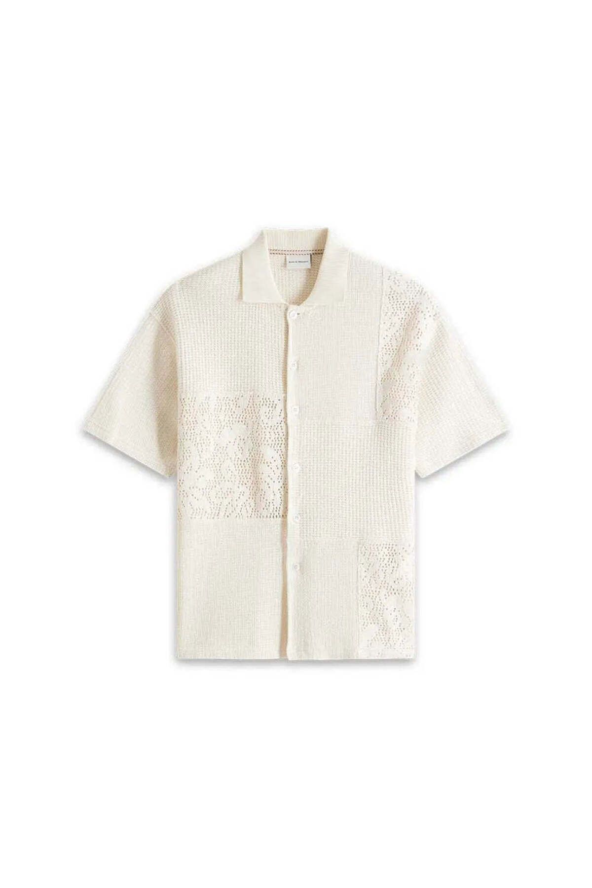 American Rag Cie Kısa Kollu Cream Patchwork Gömlek - Şık ve Rahat Regular Fit Tasarım