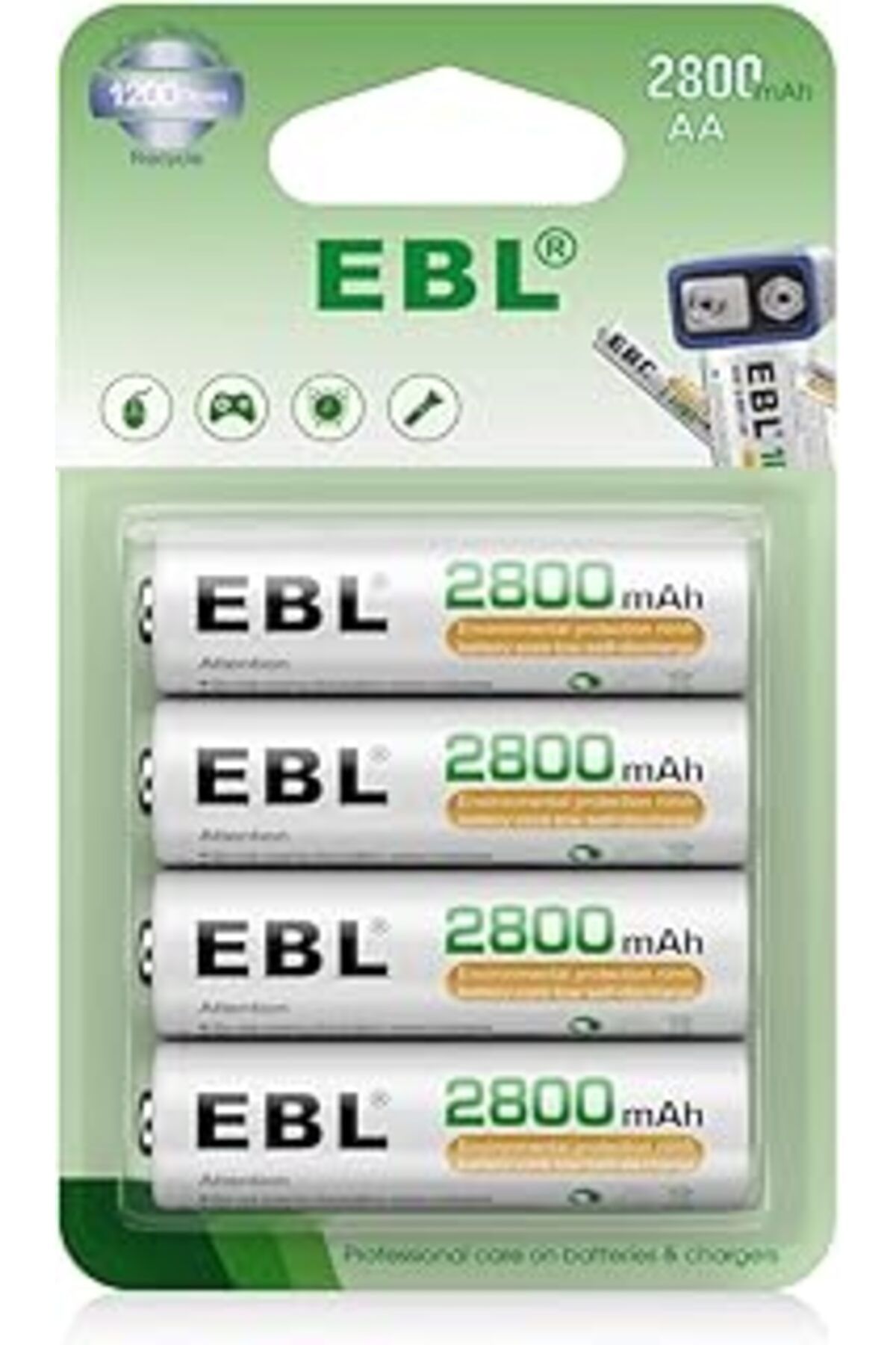 Roses Store Ebl 1.2V Aa Yüksek Kapasiteli Şarj Edilebilir Piller,1200 Tech Ile 2800Mah Ni-Mh Şarj Edilebilir Pi