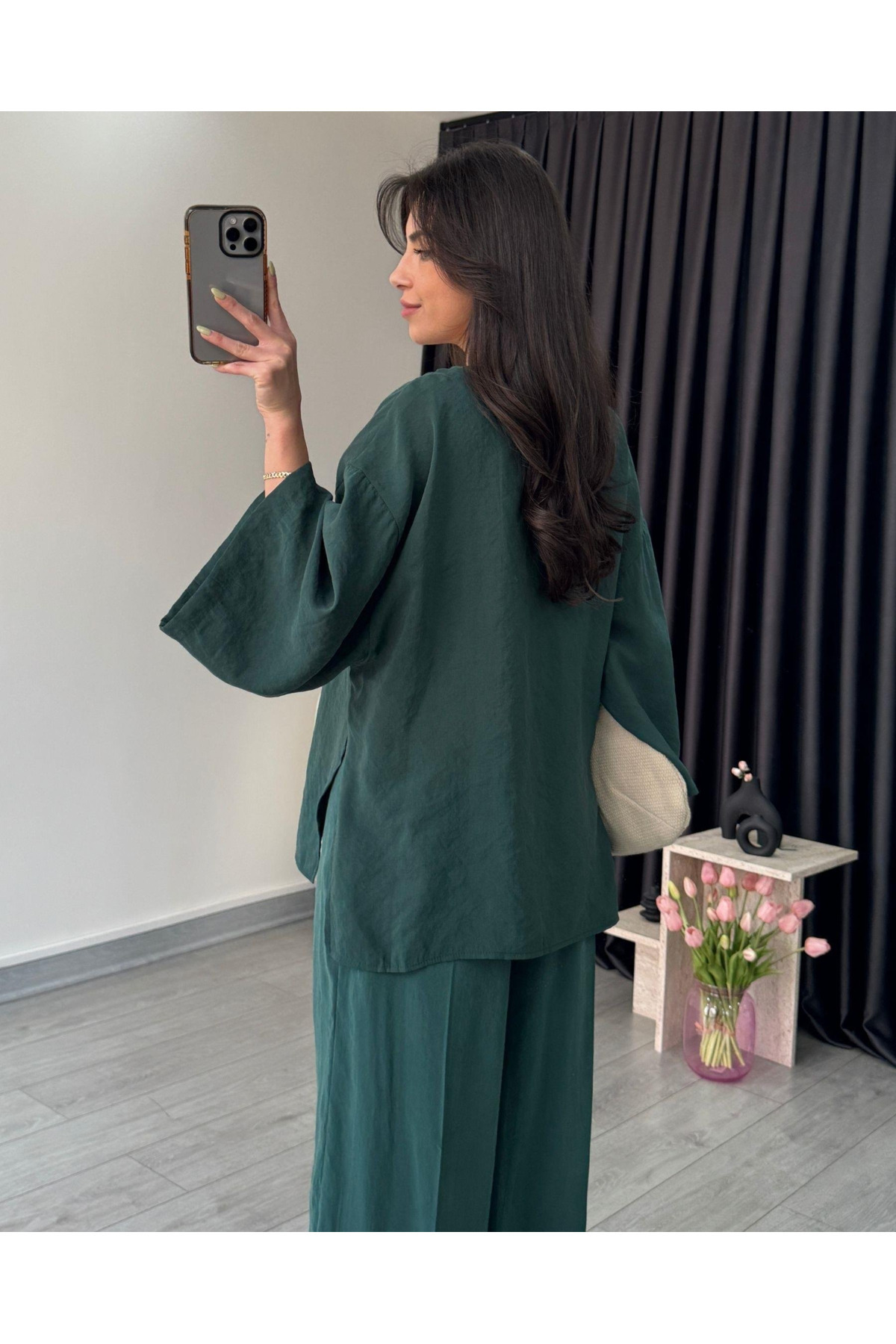 My Blog-Emerald Single Button Detailed Modal Suit - 51173 4